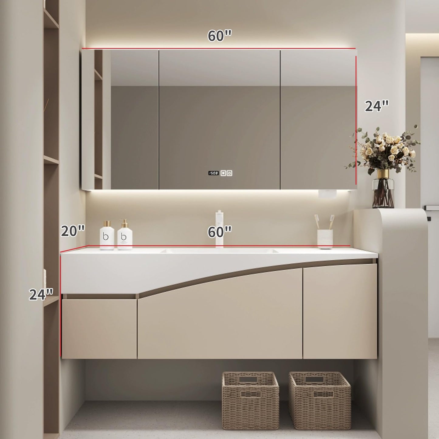 40" Floating Vanity w/ LED Mirror