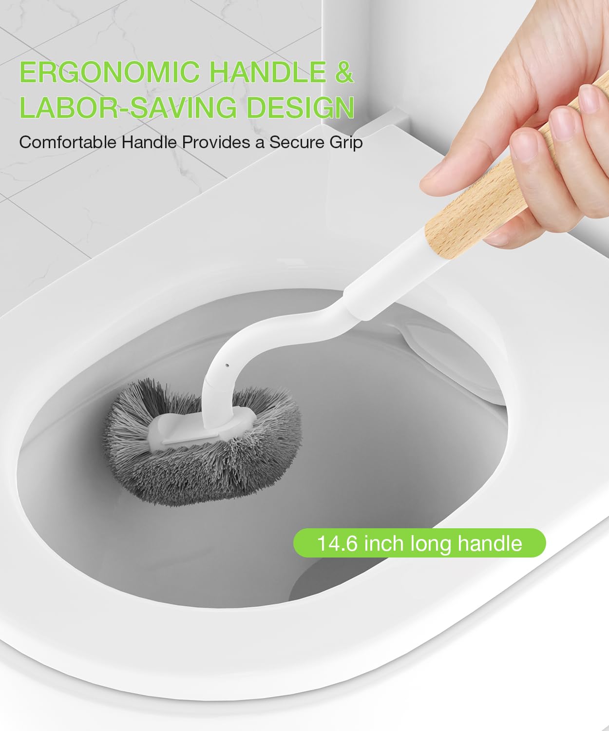 OSCIOSS Toilet Bowl Brush & Holder, White