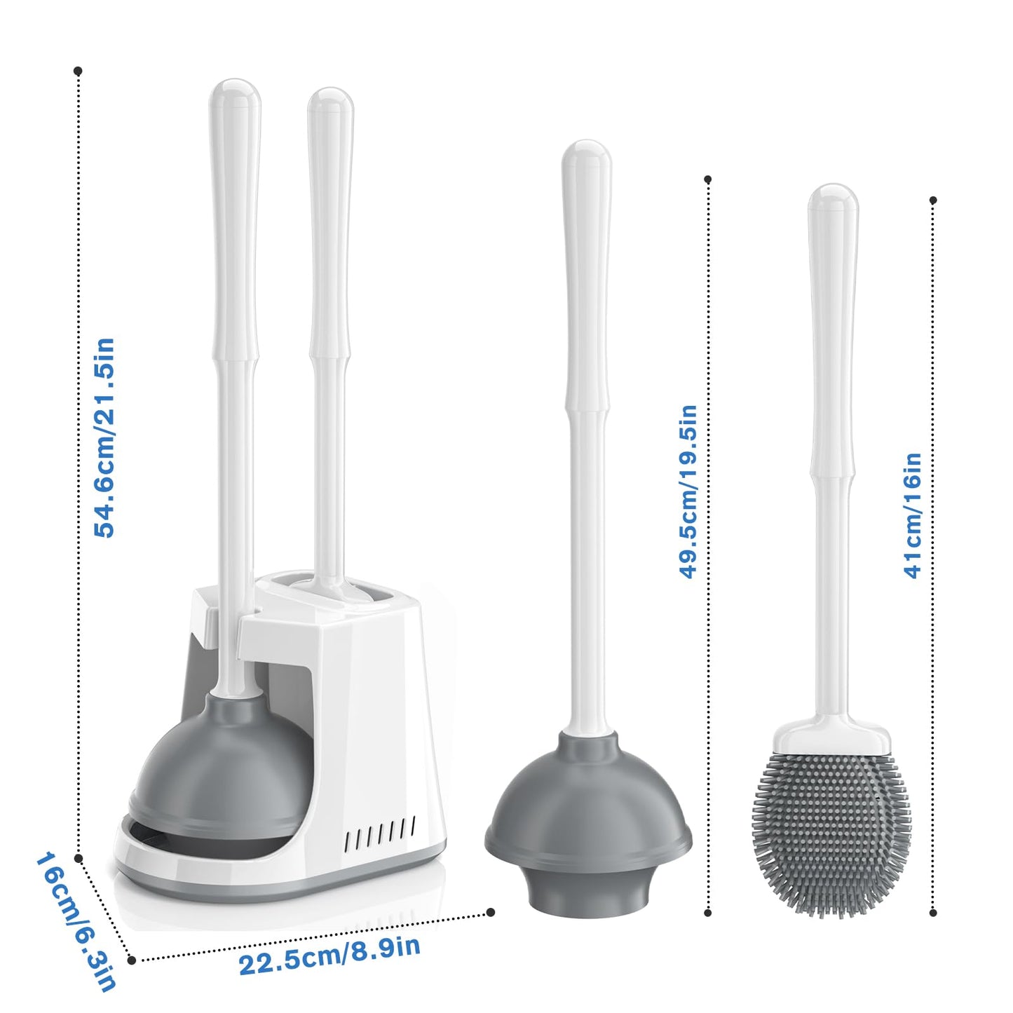 Toilet Brush & Plunger Set – White
