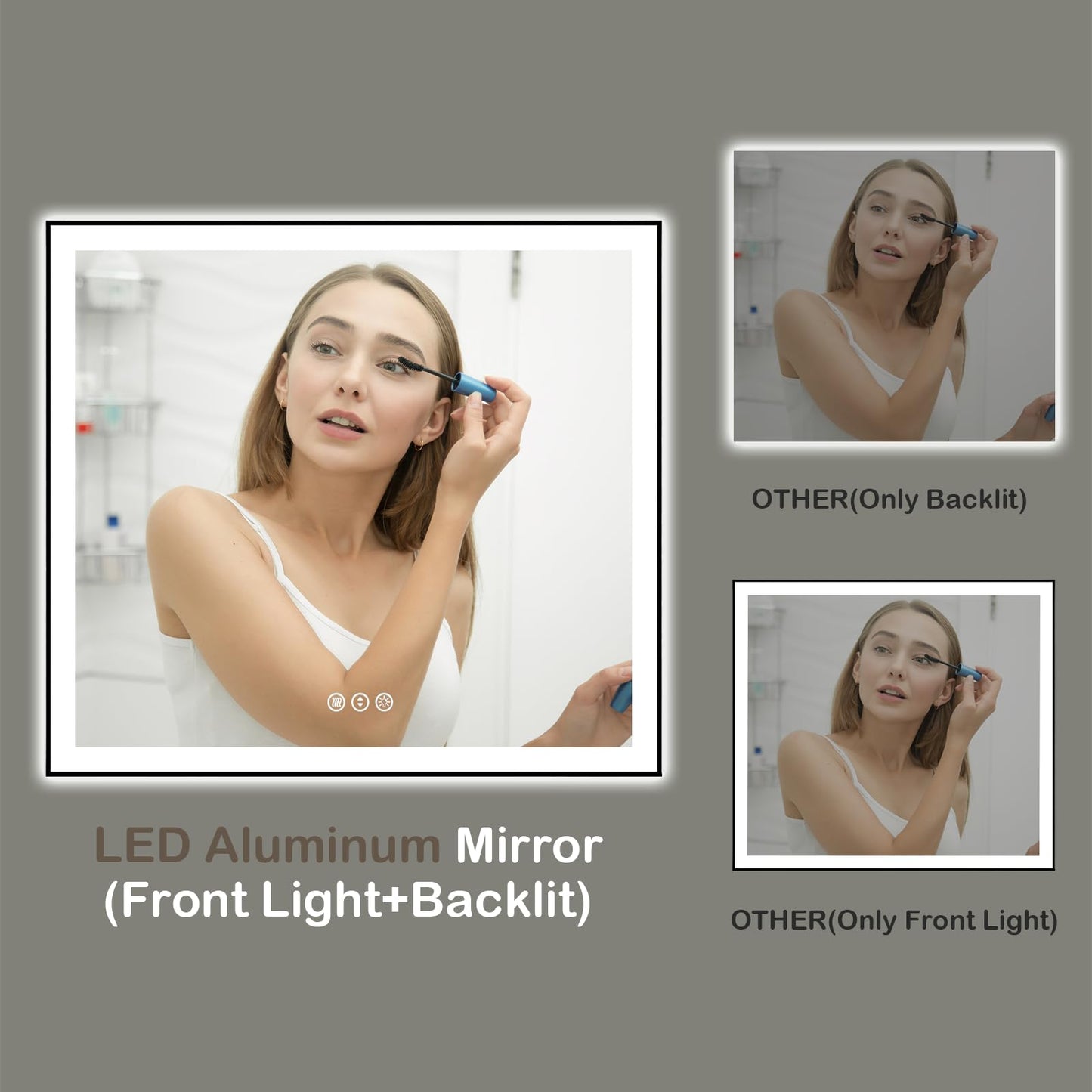 72x32 Gold LED Bathroom Mirror