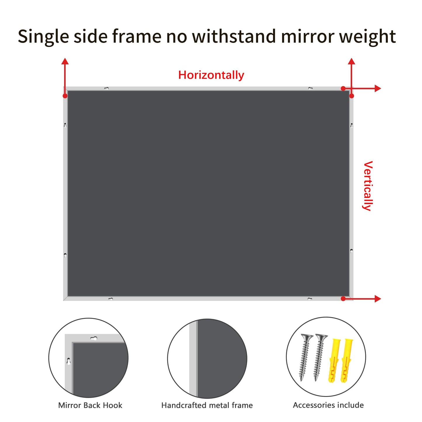 40x48 Black Bathroom Mirror
