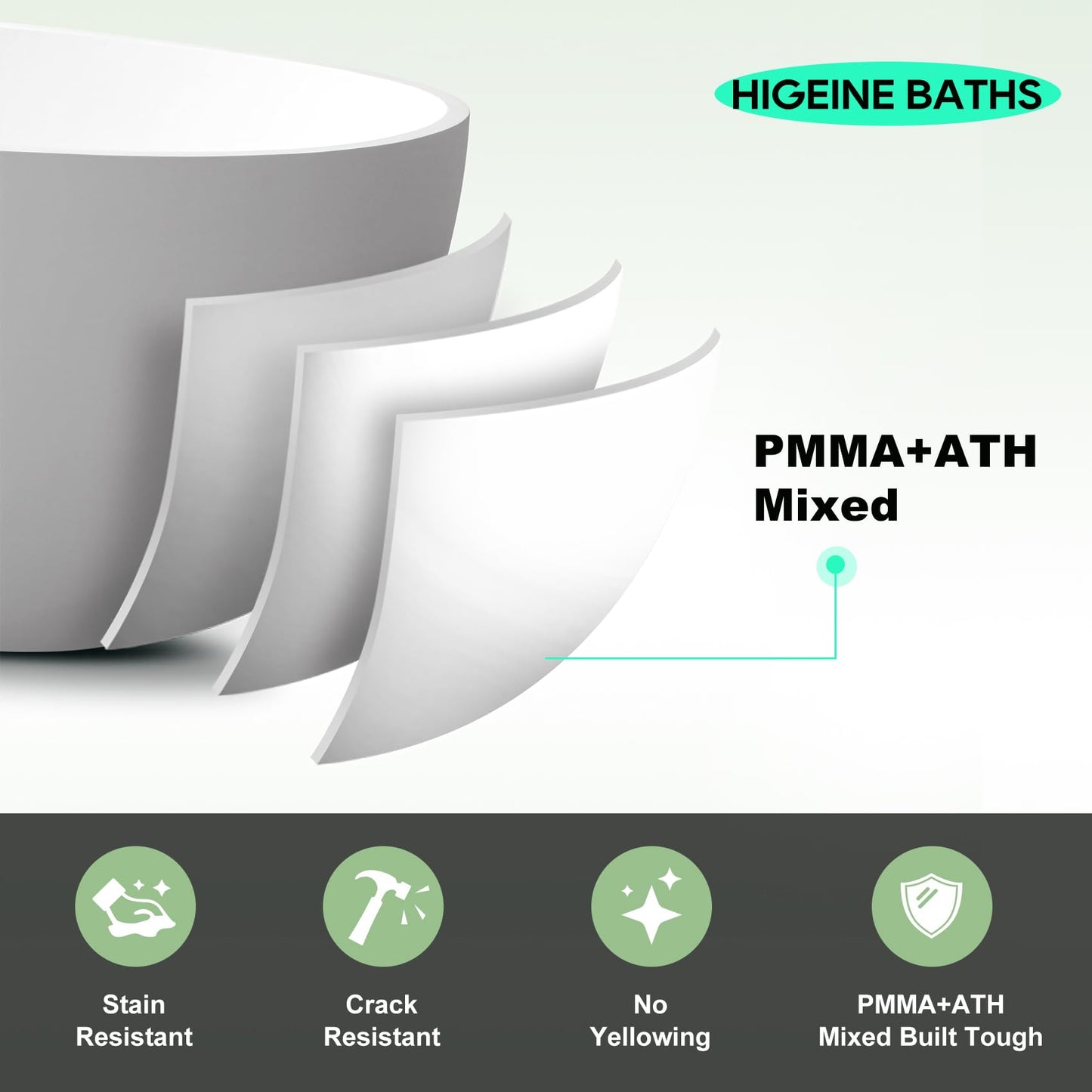 65" Solid Surface Tub - Cream