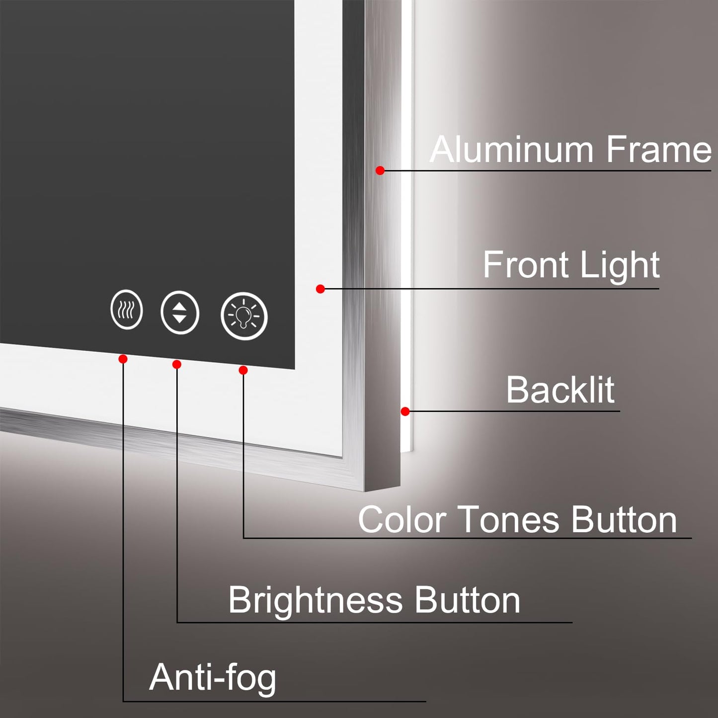72x32 Gold LED Bathroom Mirror