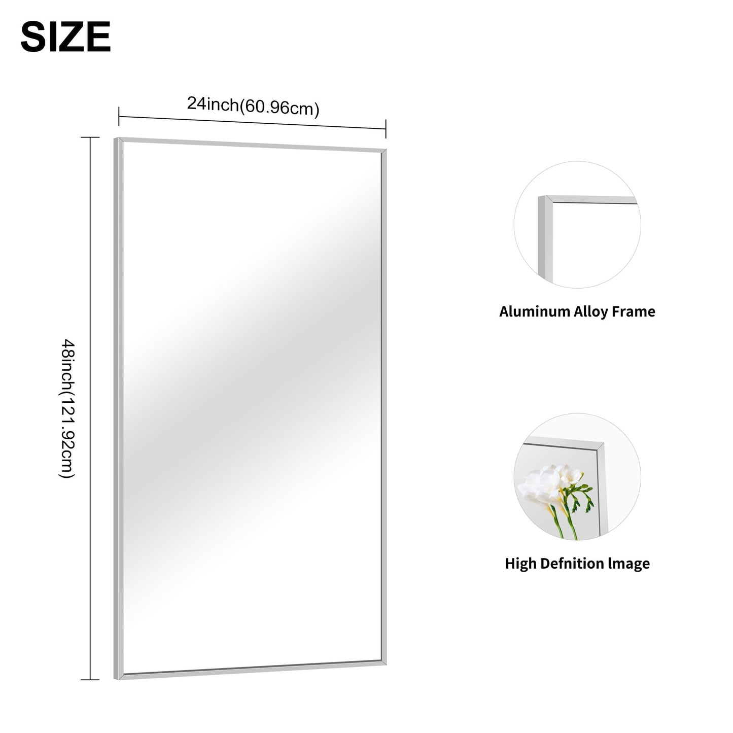 40x48 Black Bathroom Mirror