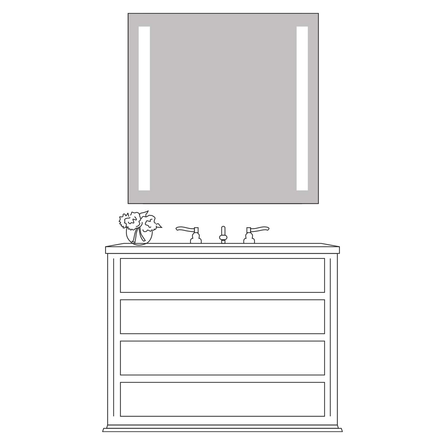 36x36" LED Lighted Bathroom Mirror