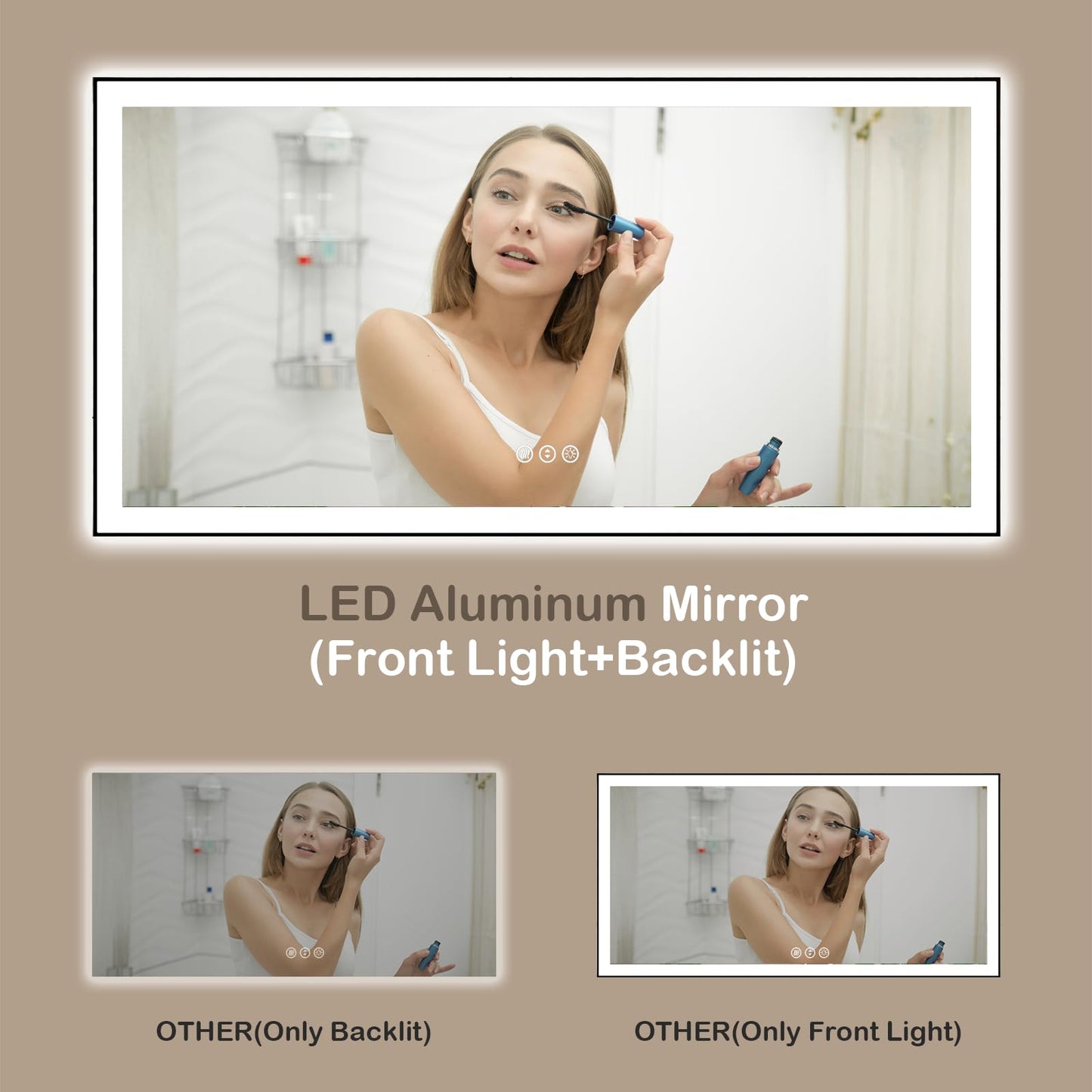 72x32 Gold LED Bathroom Mirror
