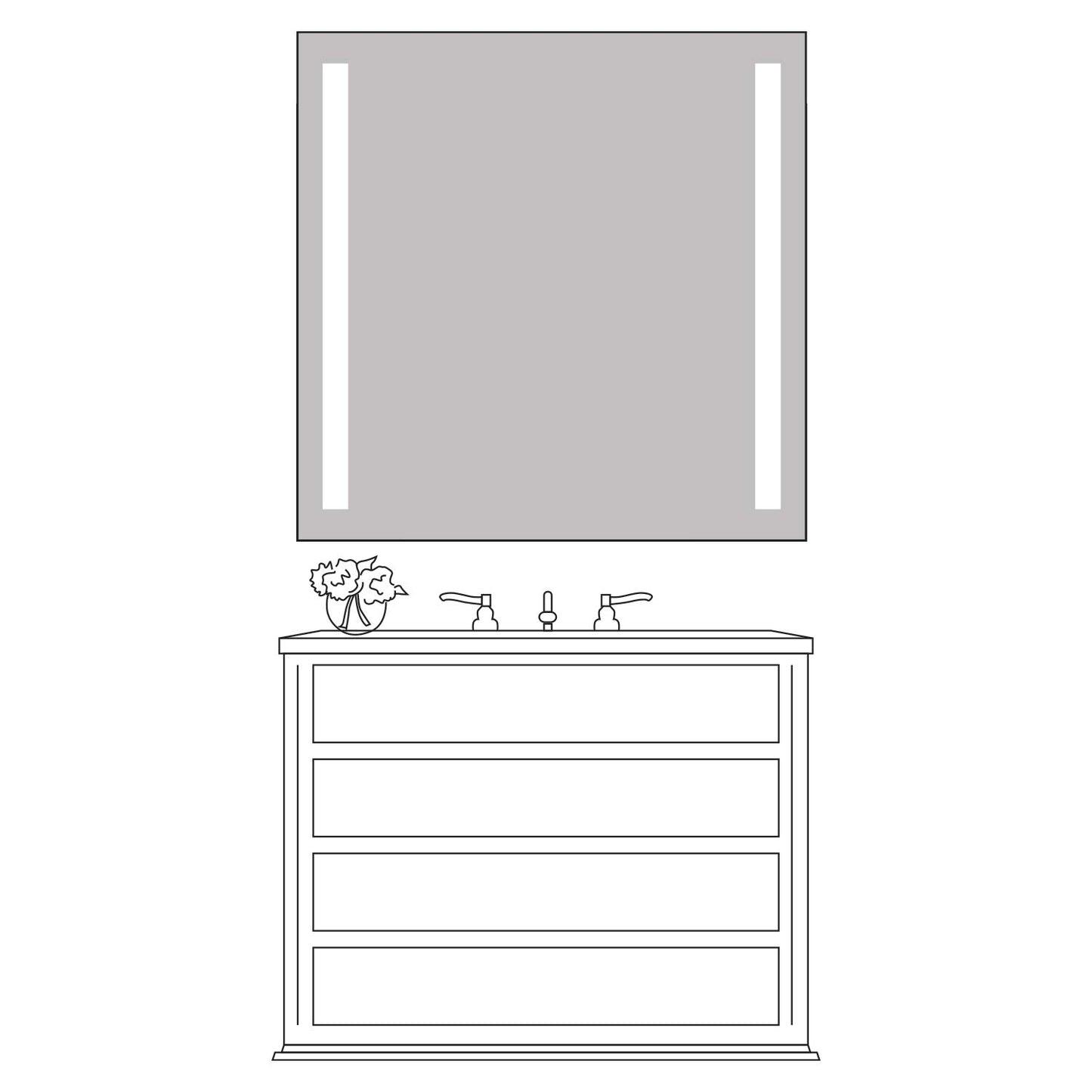 36x36" LED Lighted Bathroom Mirror
