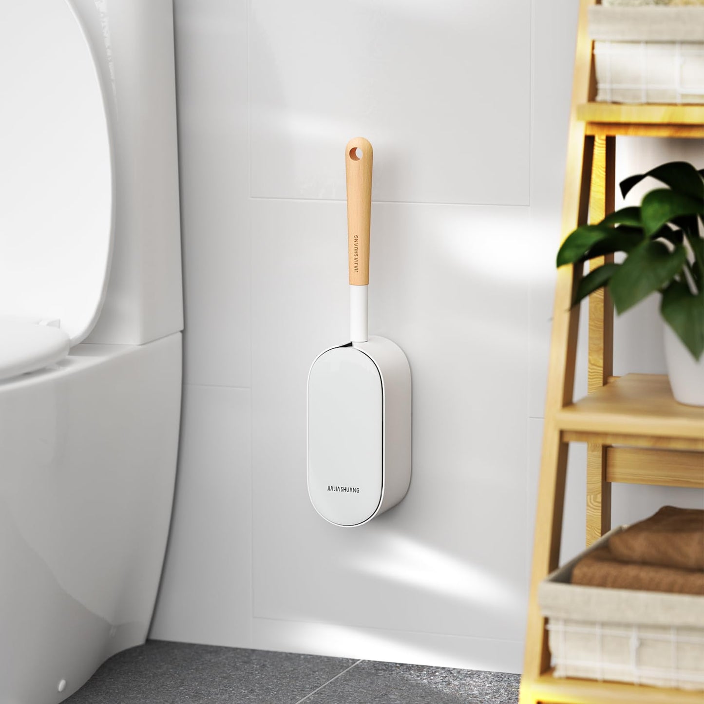 OSCIOSS Toilet Bowl Brush & Holder, White