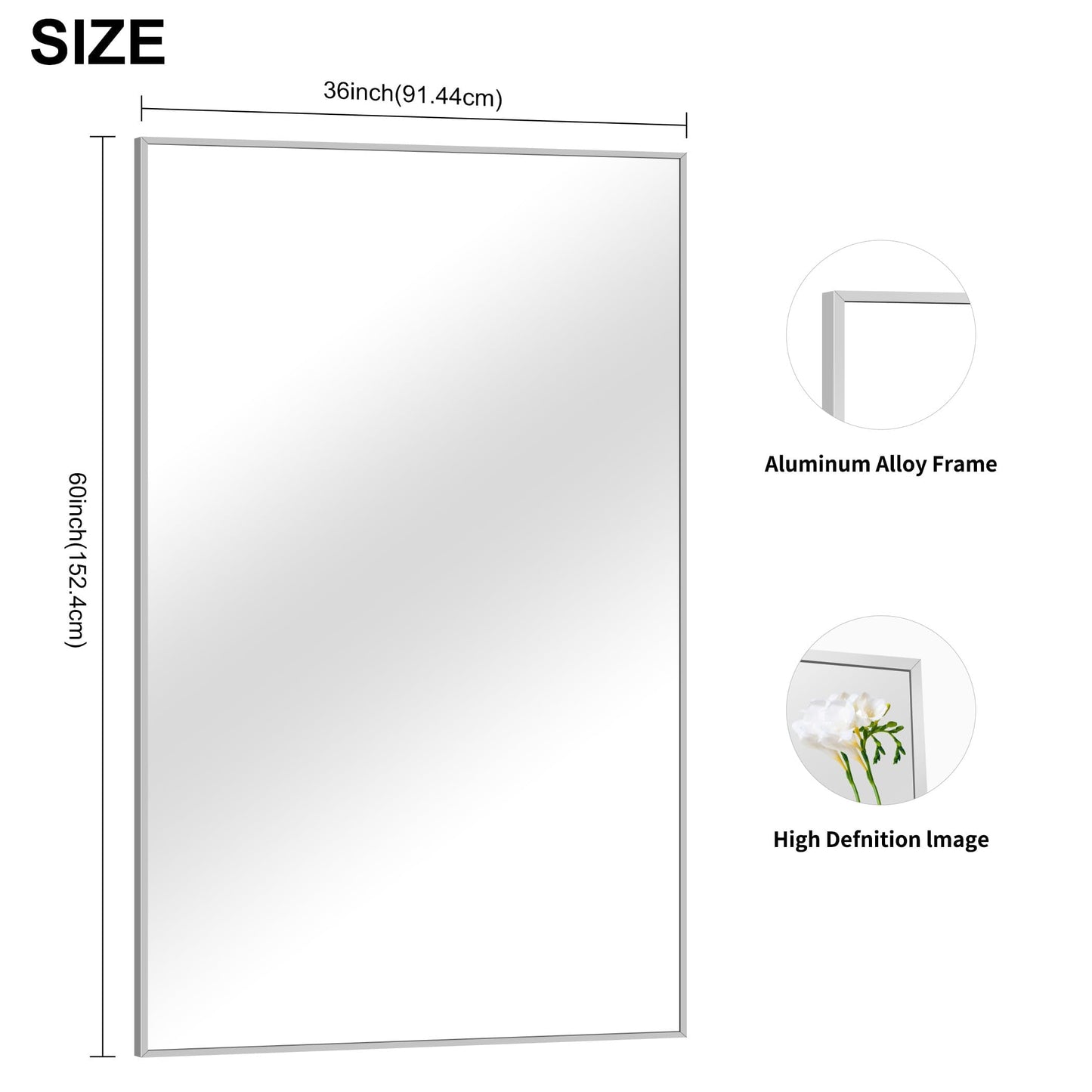 40x48 Black Bathroom Mirror
