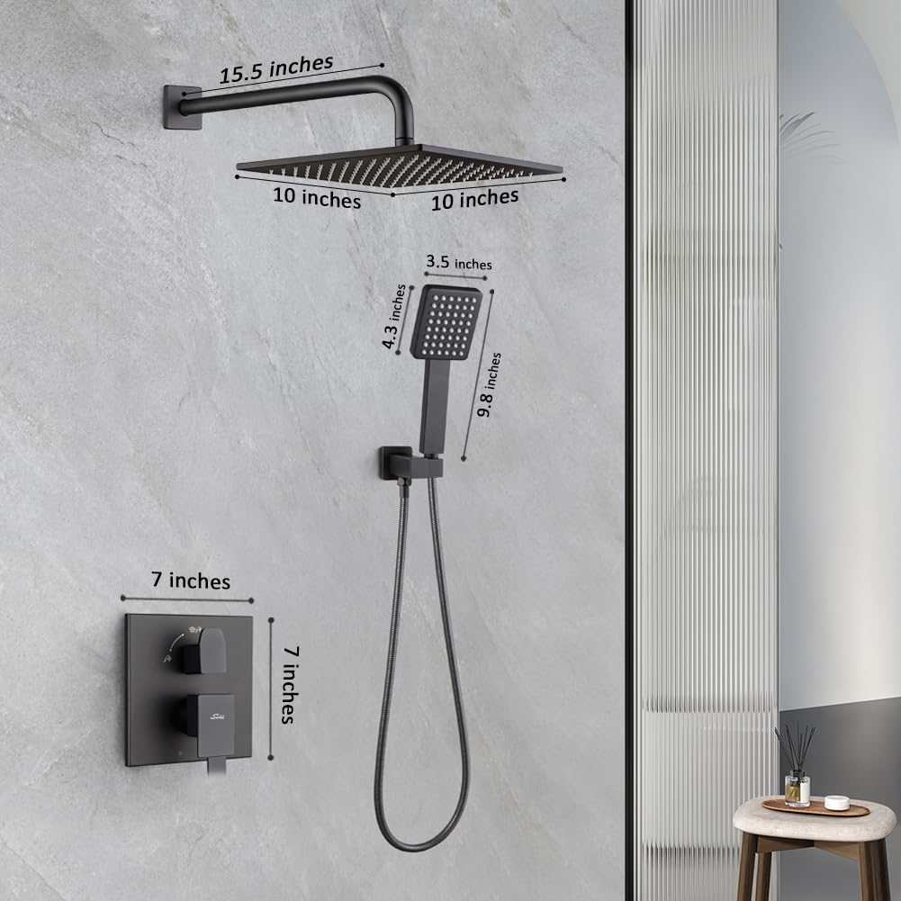 10" Matte Black Rain Shower Set