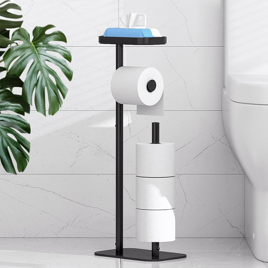 Kitsure Free-Standing Toilet Paper Holder, Black