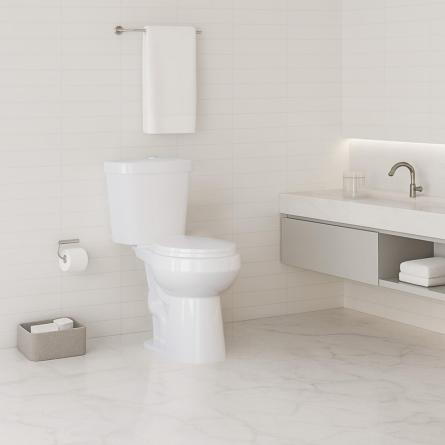21" ADA Toilet – Dual Flush, White