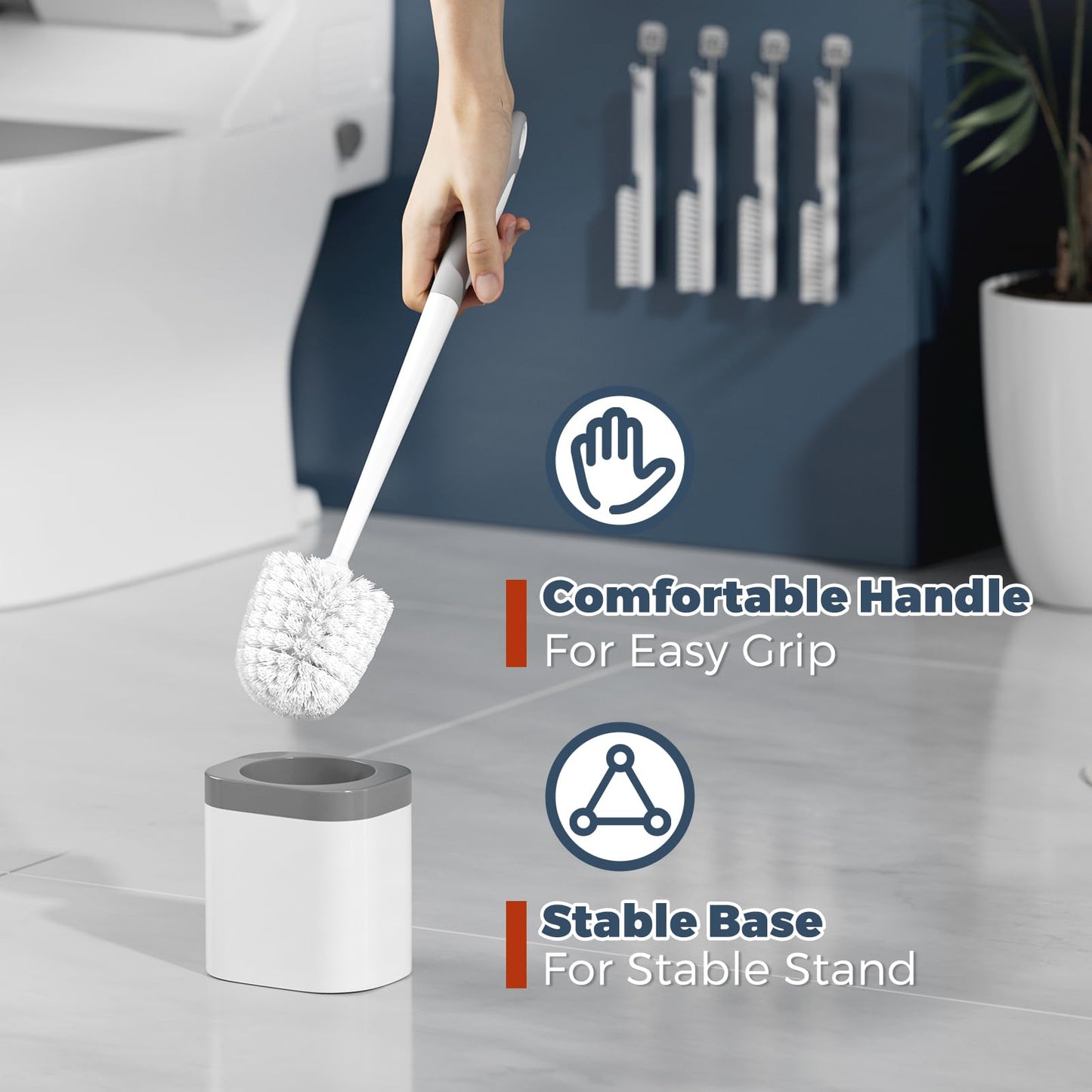 4-Pack Toilet Brush & Holder Set, White