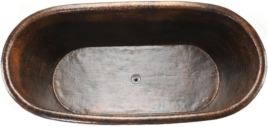 72" Hammered Copper Bathtub