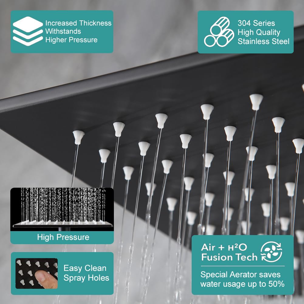 10" Matte Black Rain Shower Set