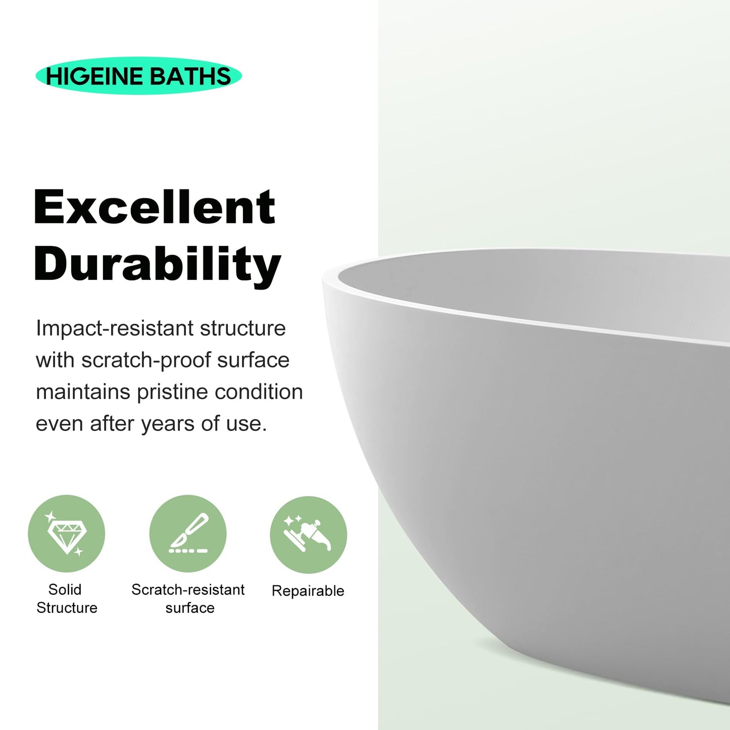 65" Solid Surface Tub - Cream