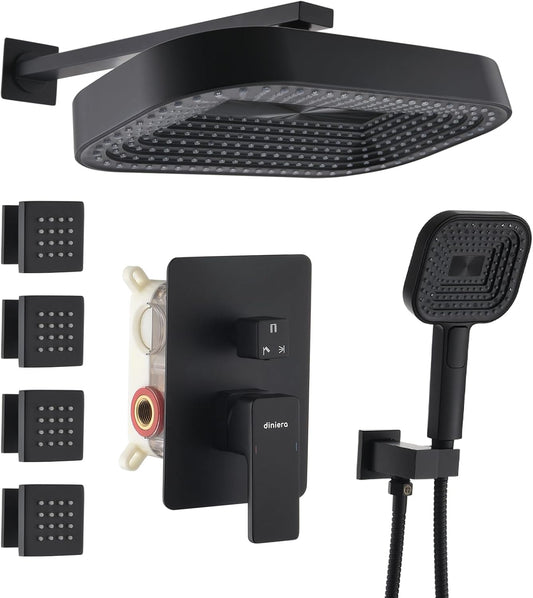 12" Rain Shower – Matte Black
