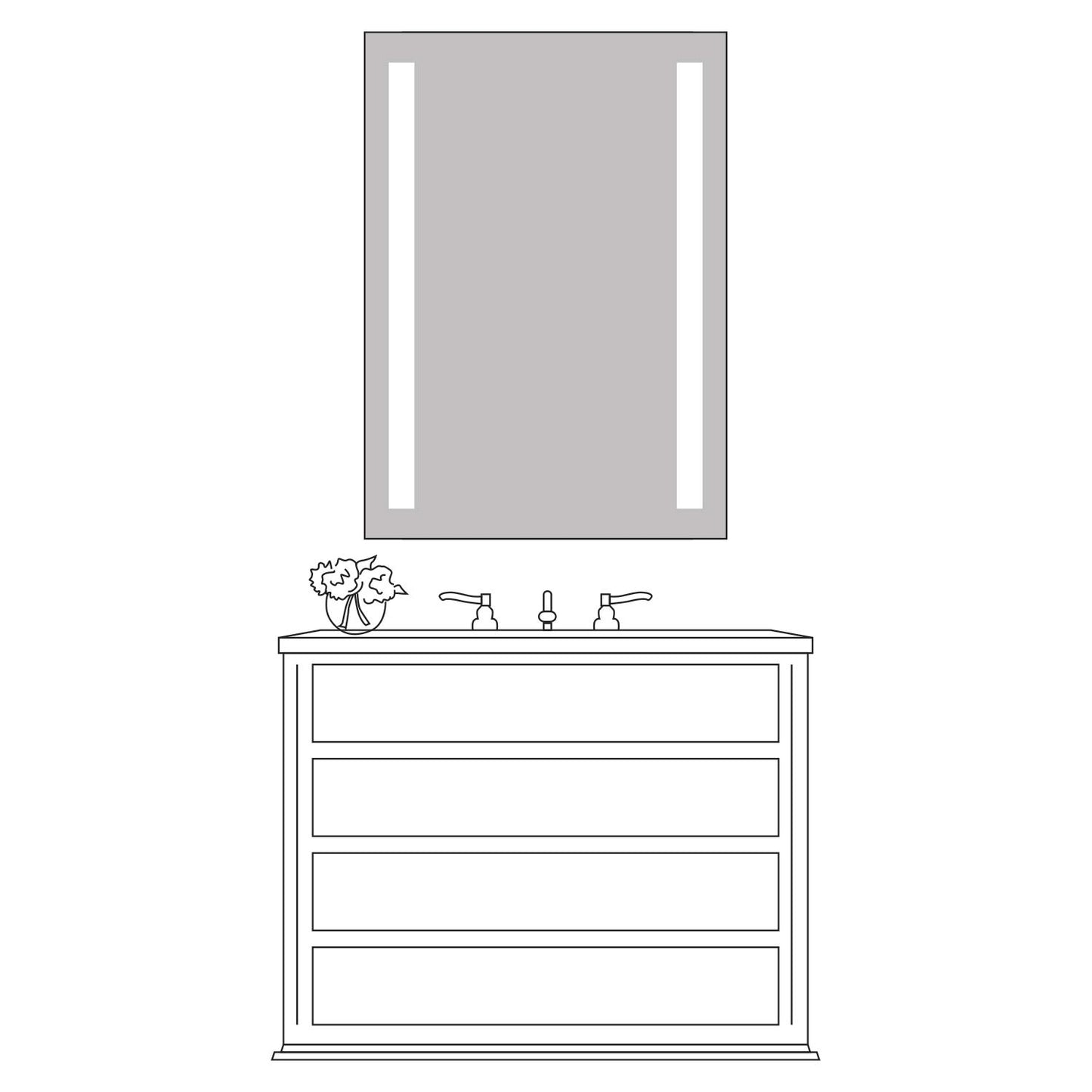 36x36" LED Lighted Bathroom Mirror