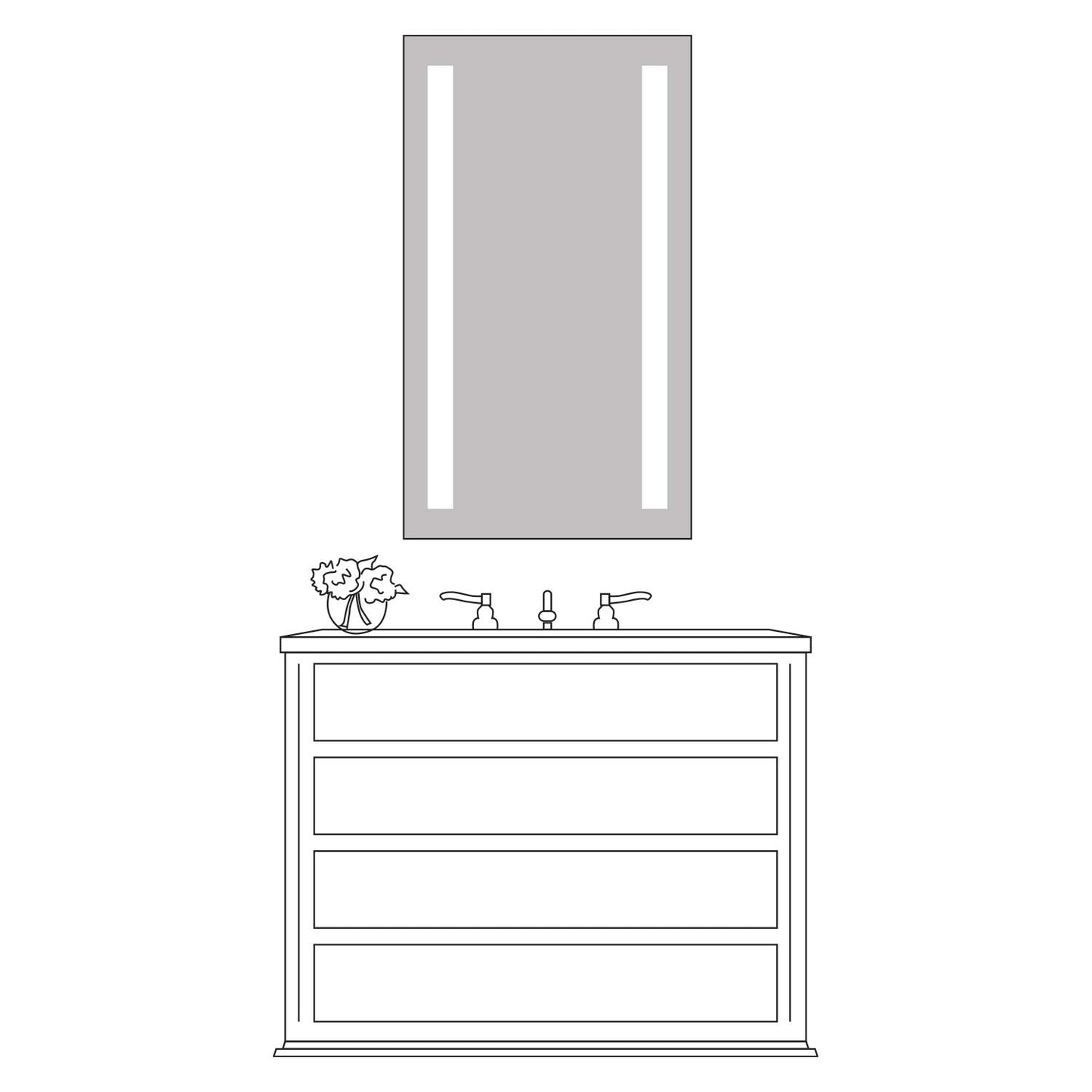 36x36" LED Lighted Bathroom Mirror