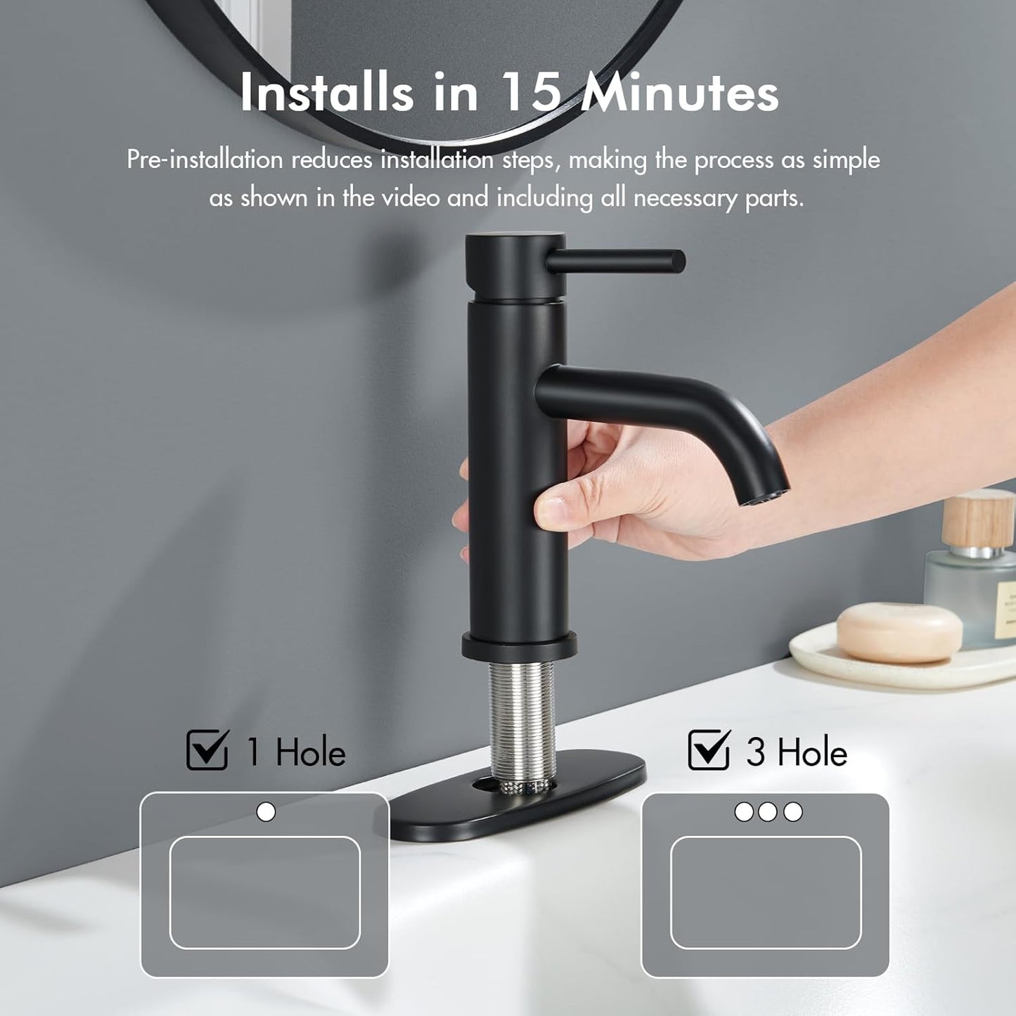 WINKEAR Black Bathroom Faucet