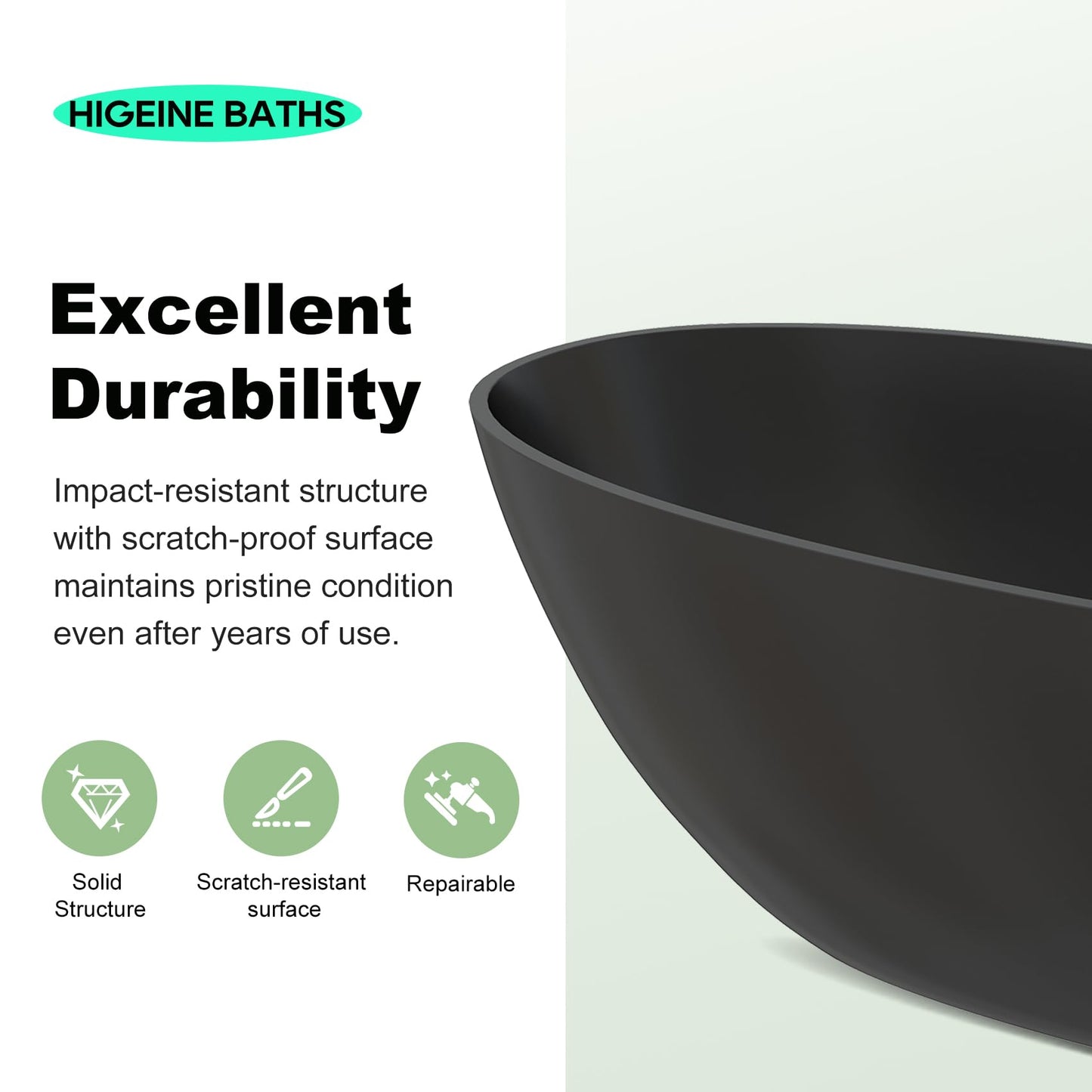 65" Solid Surface Tub - Cream