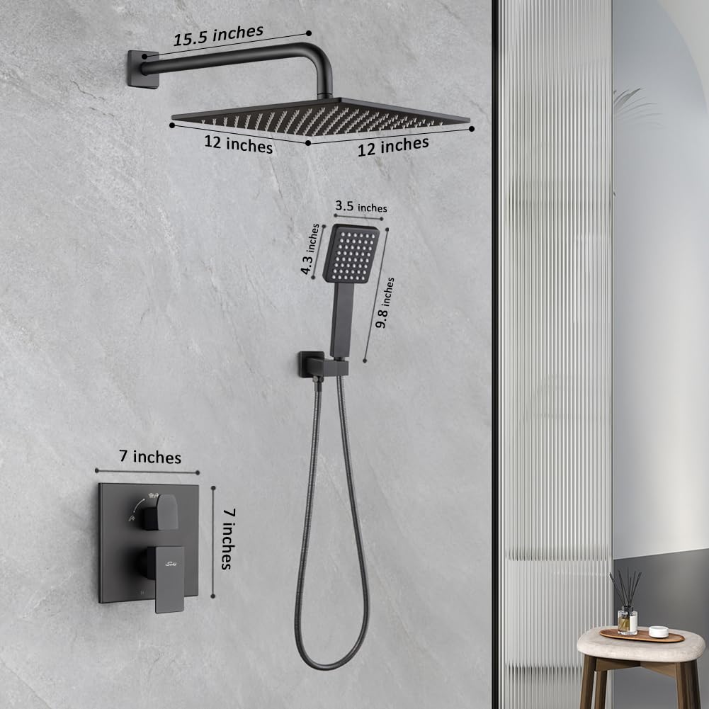 10" Matte Black Rain Shower Set