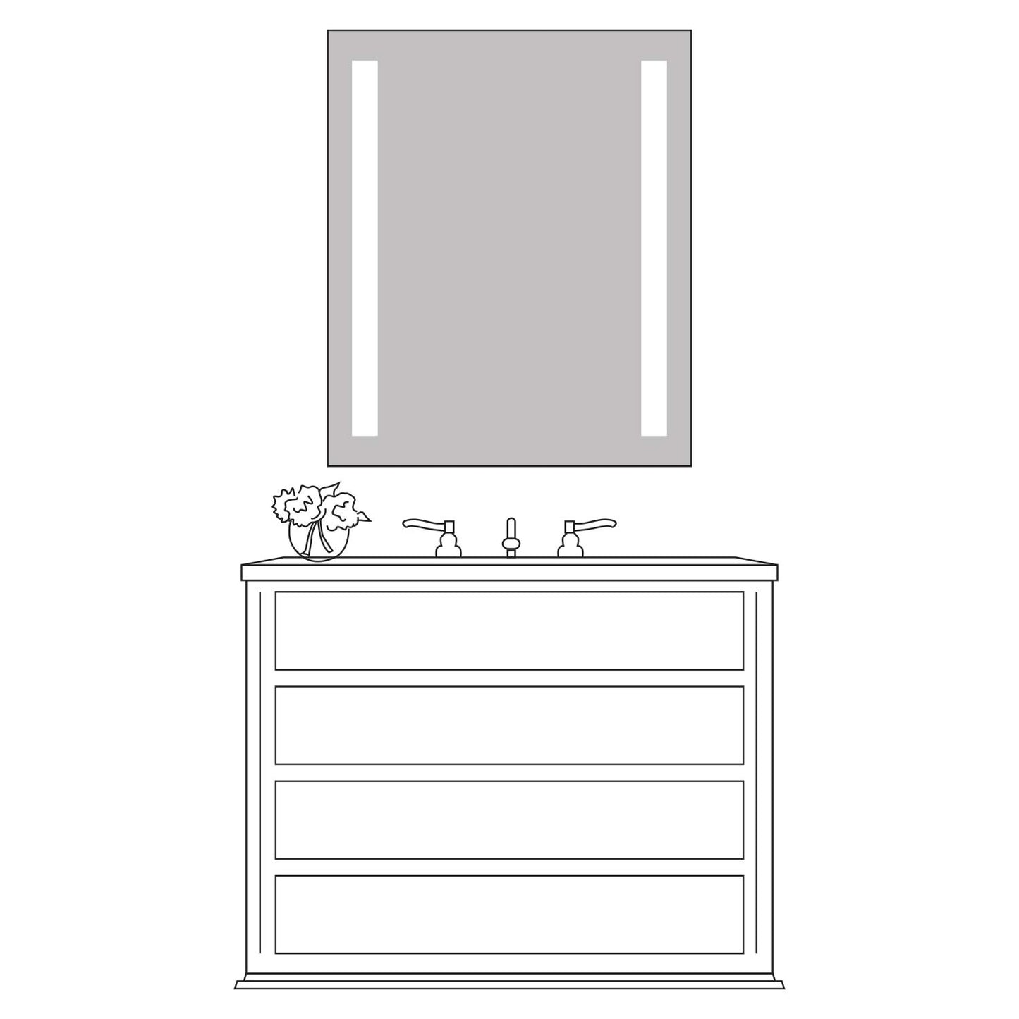 36x36" LED Lighted Bathroom Mirror