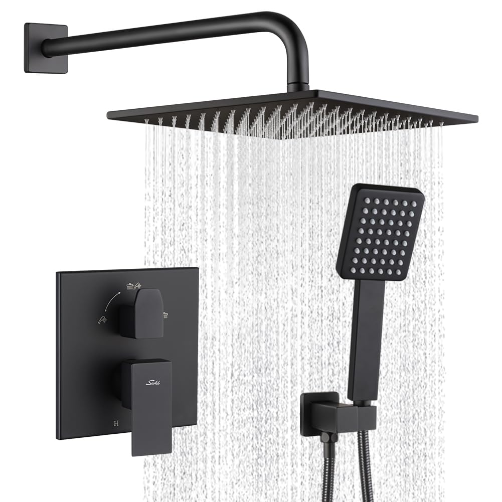 10" Matte Black Rain Shower Set