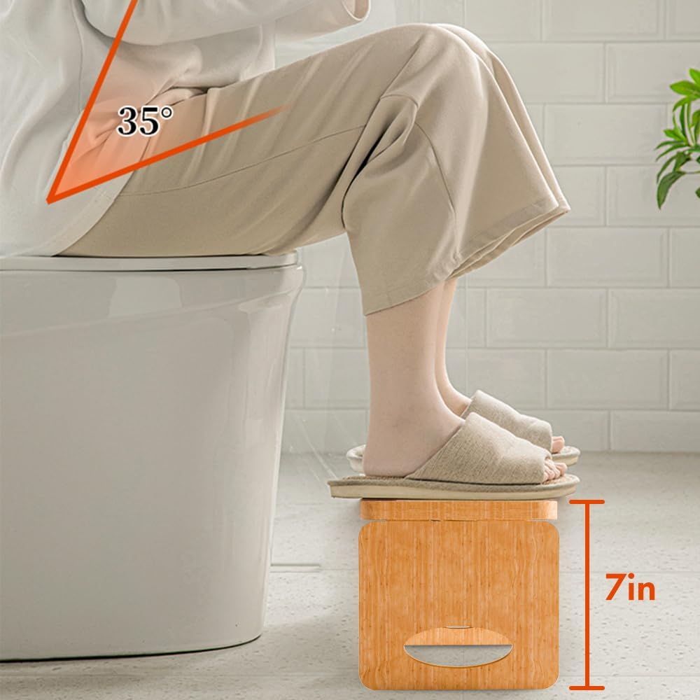 Foldable 7" Toilet Stool – Bamboo