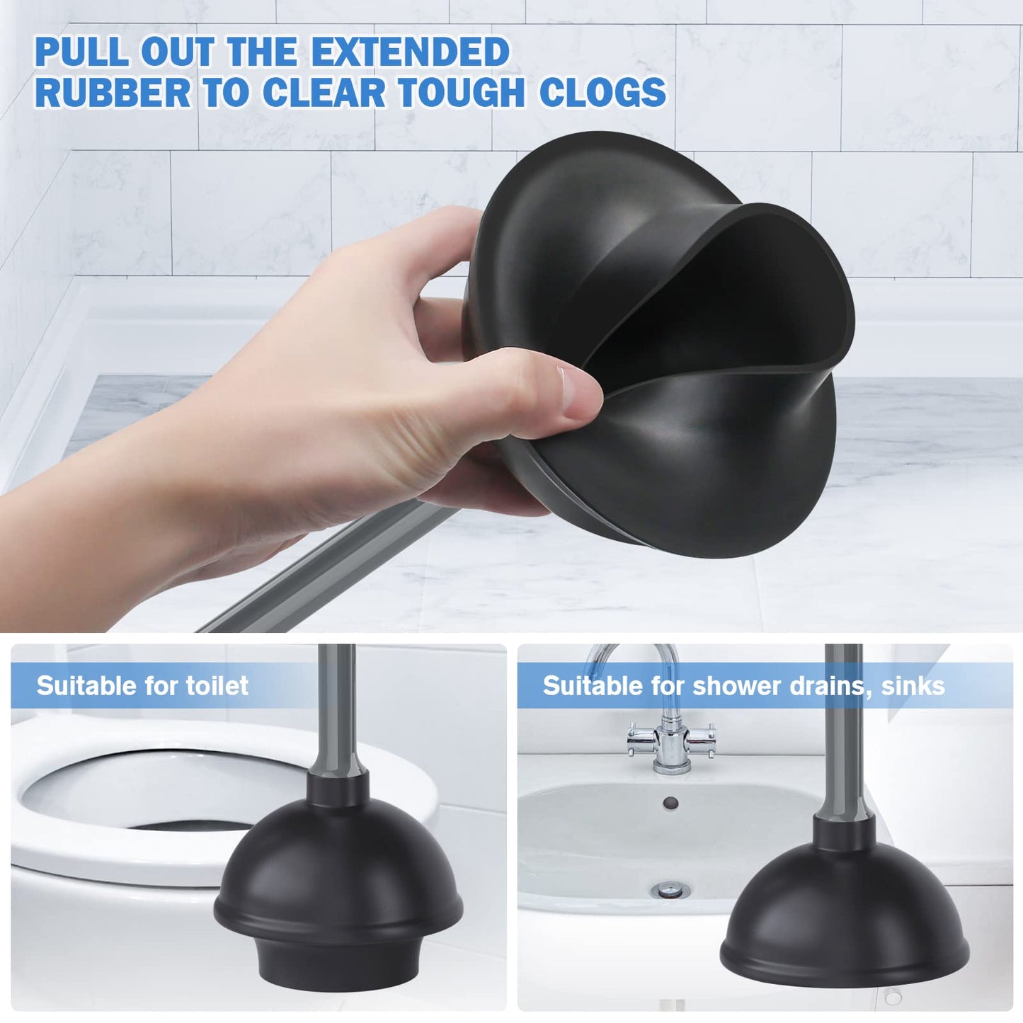 Toilet Brush & Plunger Set – Black