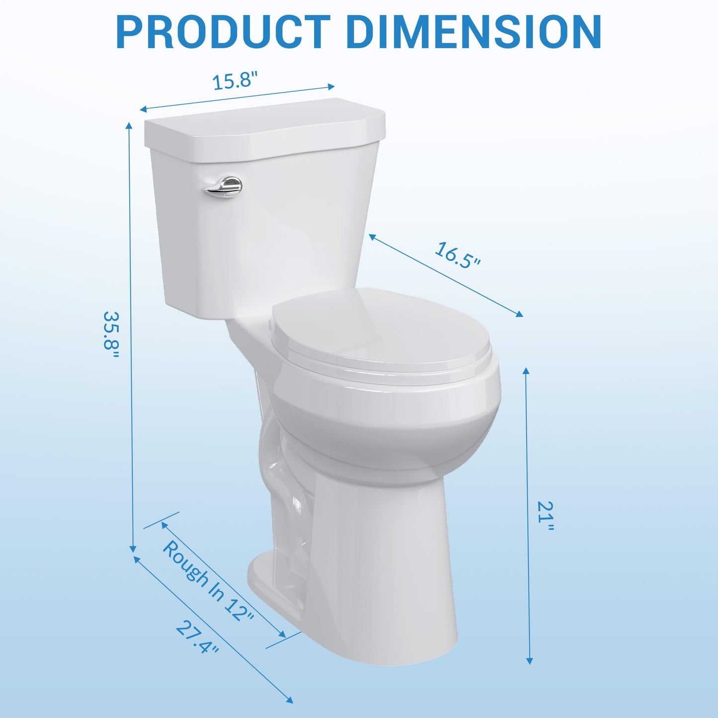 21" ADA Toilet – Dual Flush, White