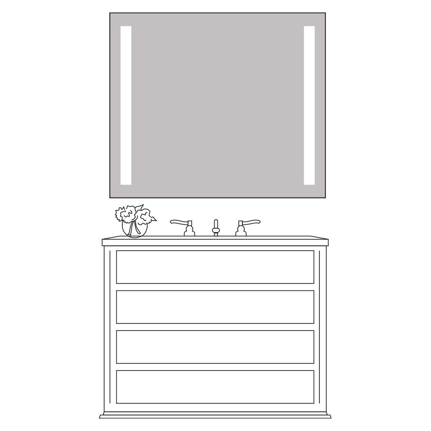 36x36" LED Lighted Bathroom Mirror