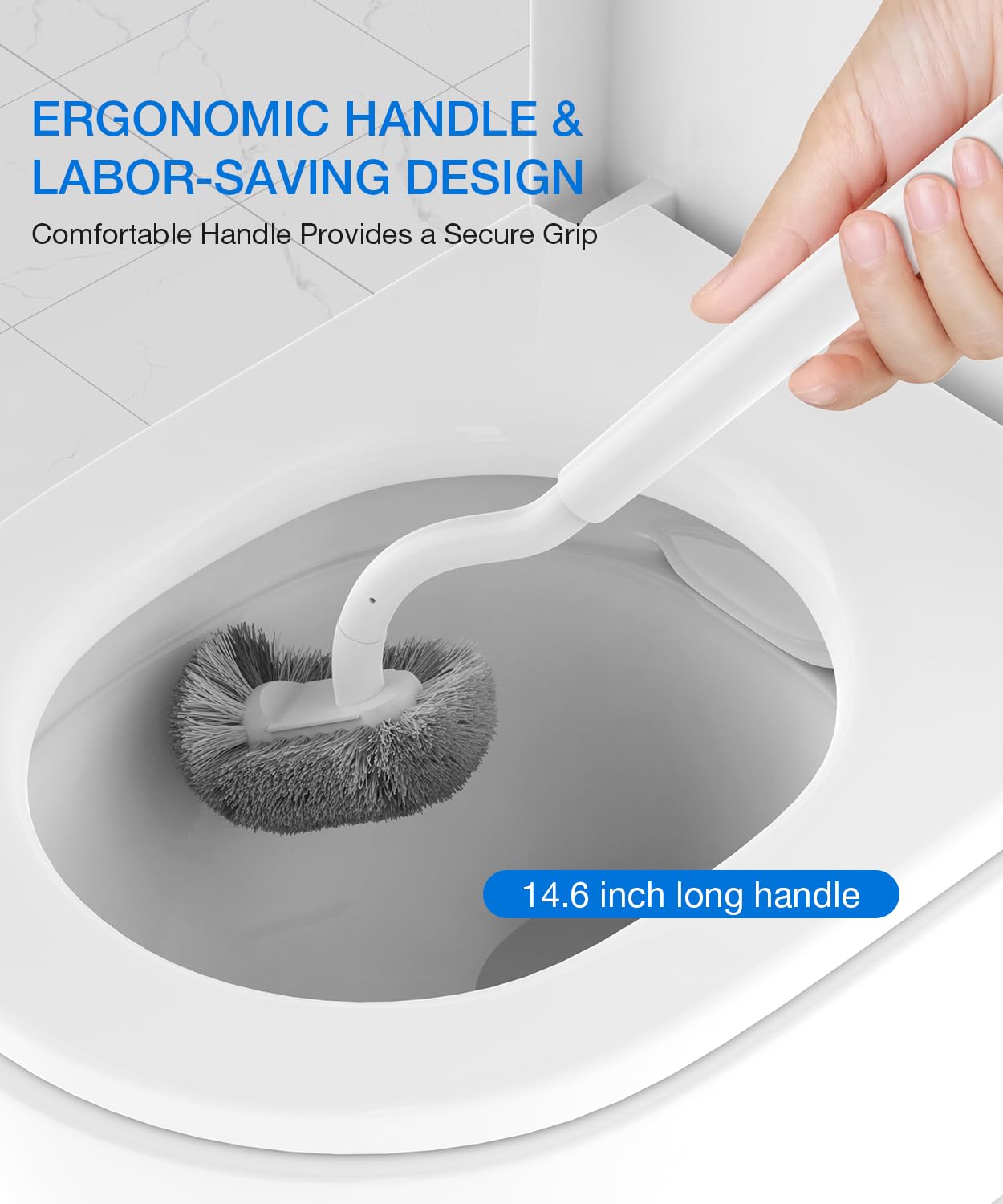 OSCIOSS Toilet Bowl Brush & Holder, White