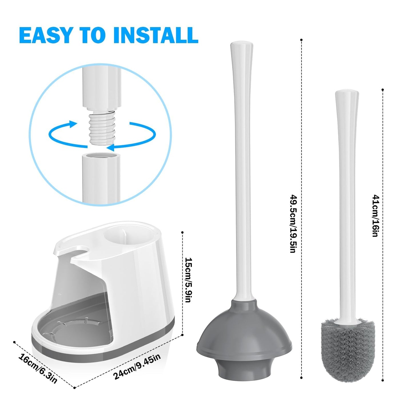 Toilet Cleaner Set – White & Grey