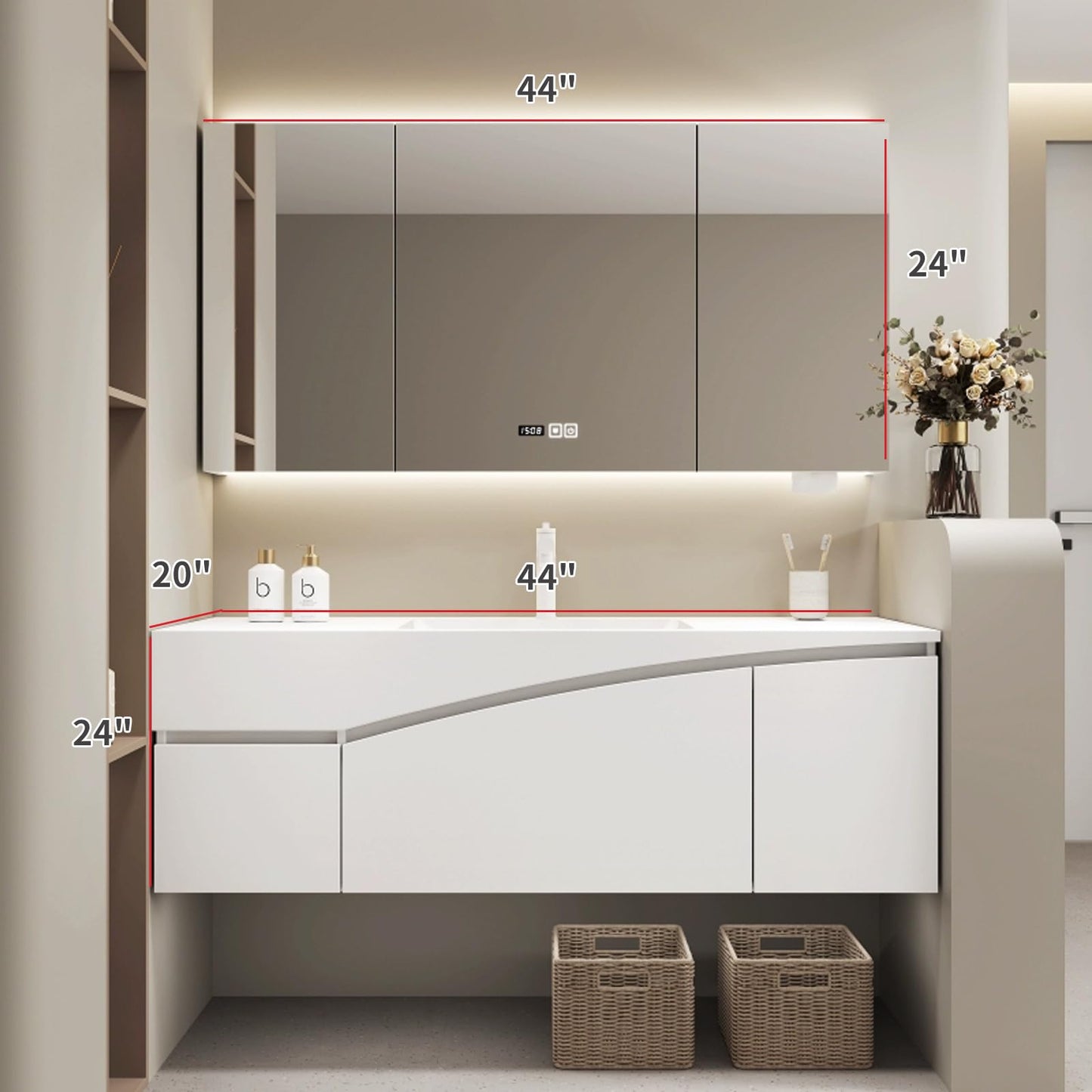 40" Floating Vanity w/ LED Mirror