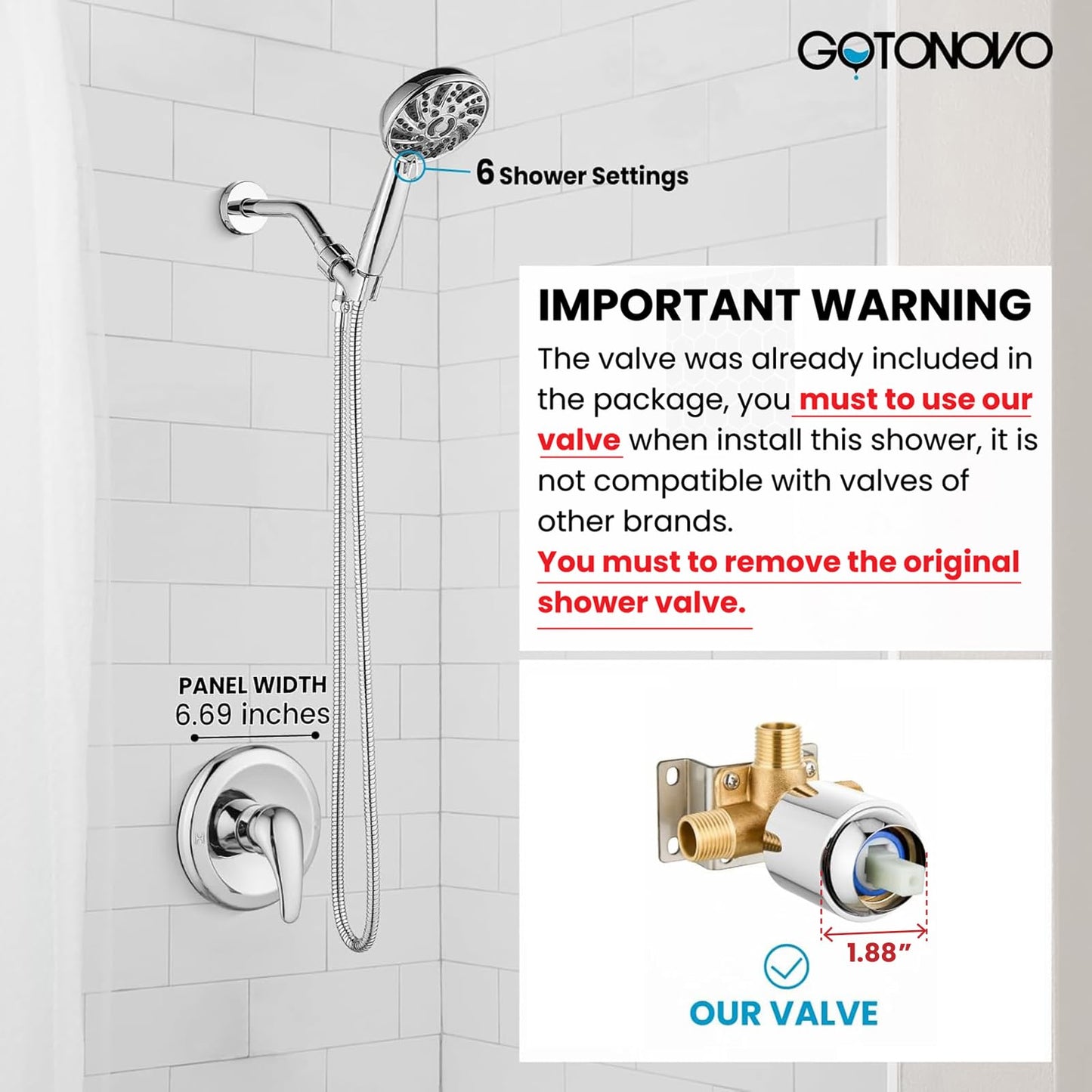 gotonovo Matte Black Shower Set