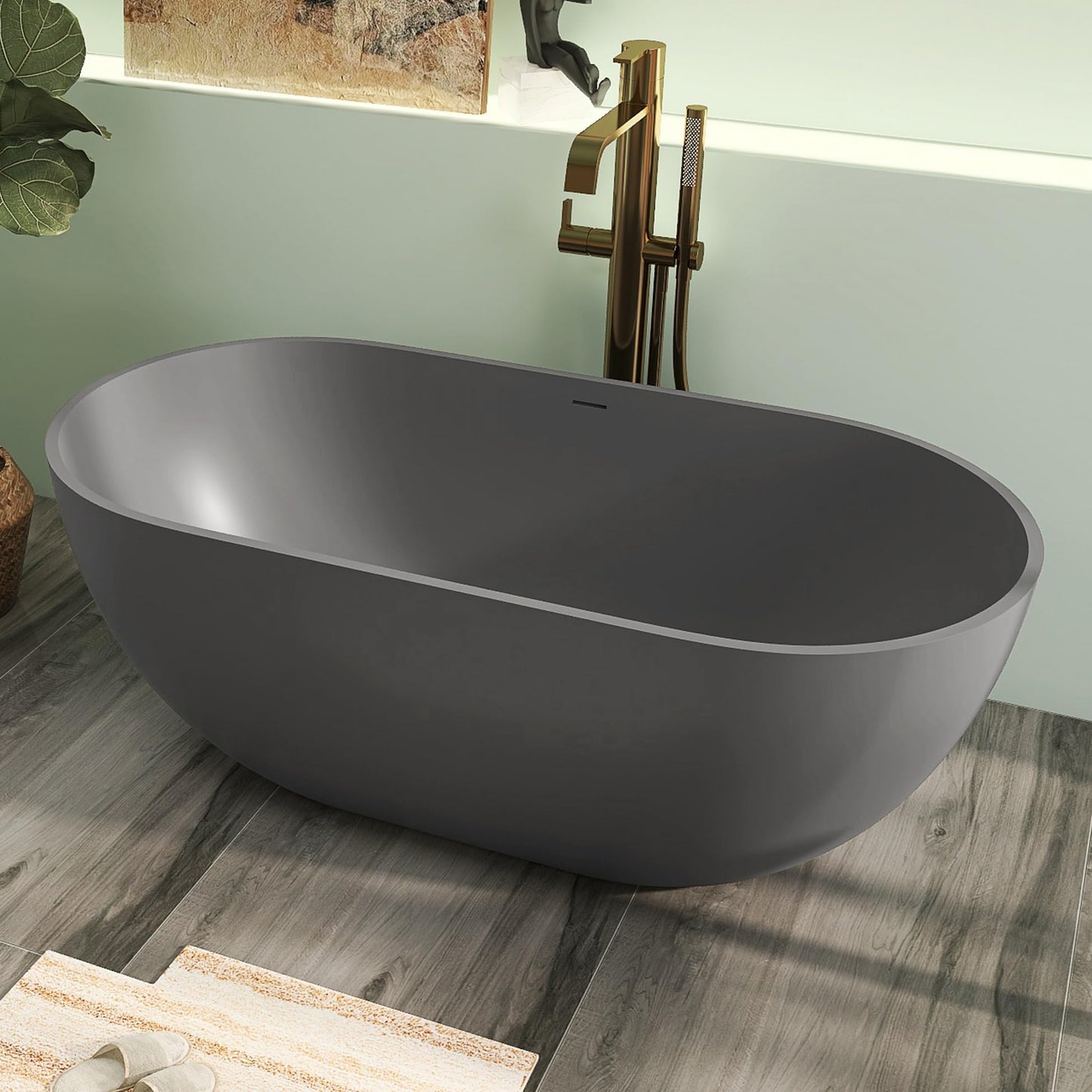 65" Solid Surface Tub - Cream