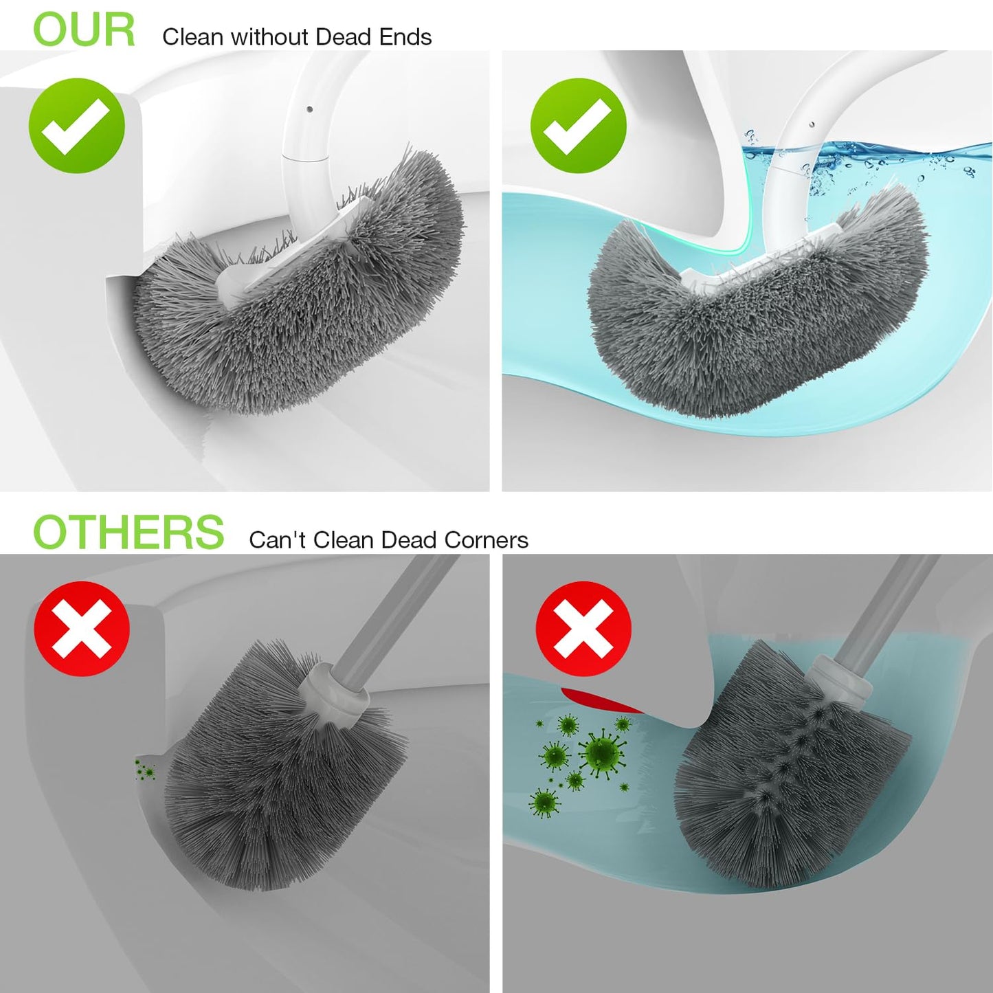 OSCIOSS Toilet Bowl Brush & Holder, White