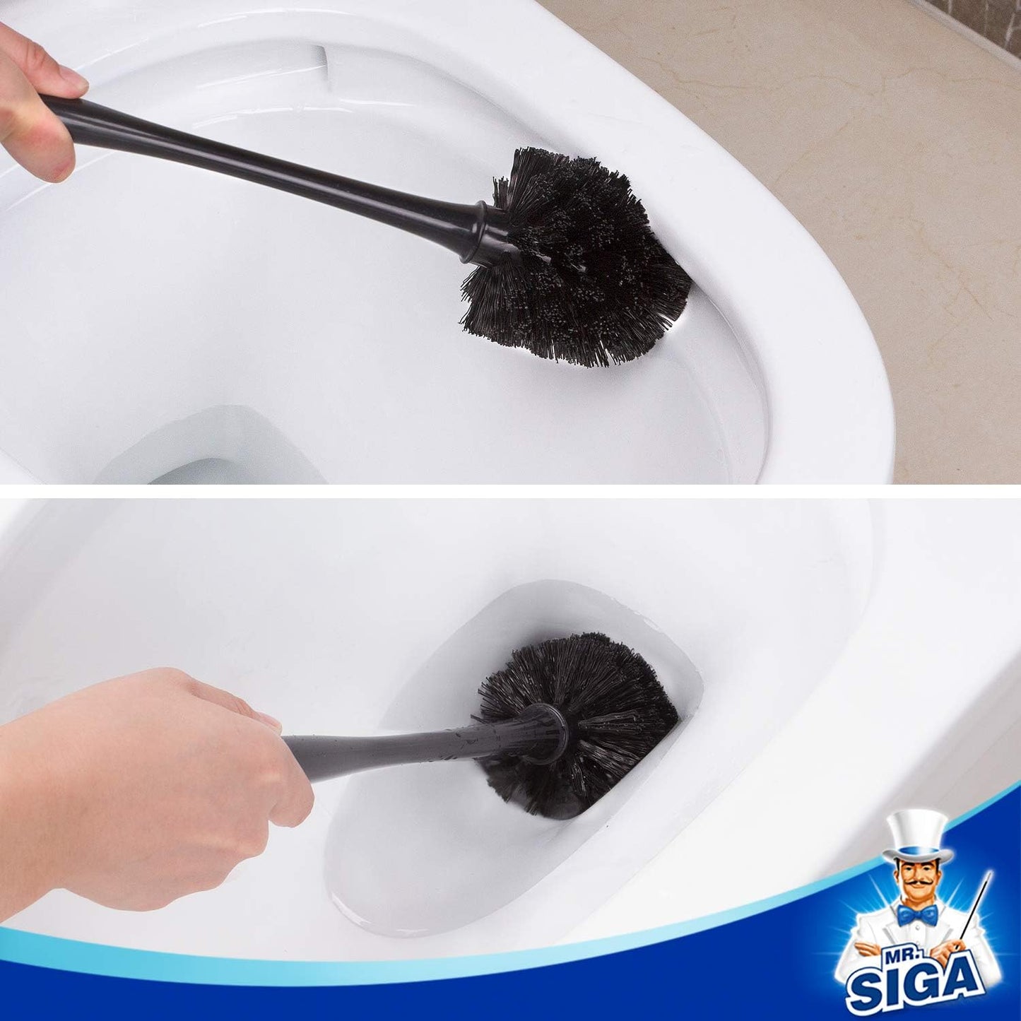 MR.SIGA Toilet Plunger & Brush Combo, Black