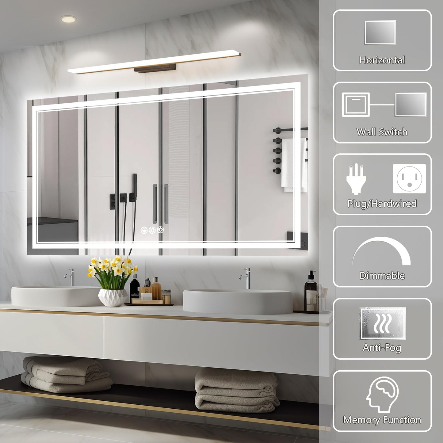 110x40" LED Bathroom Mirror
