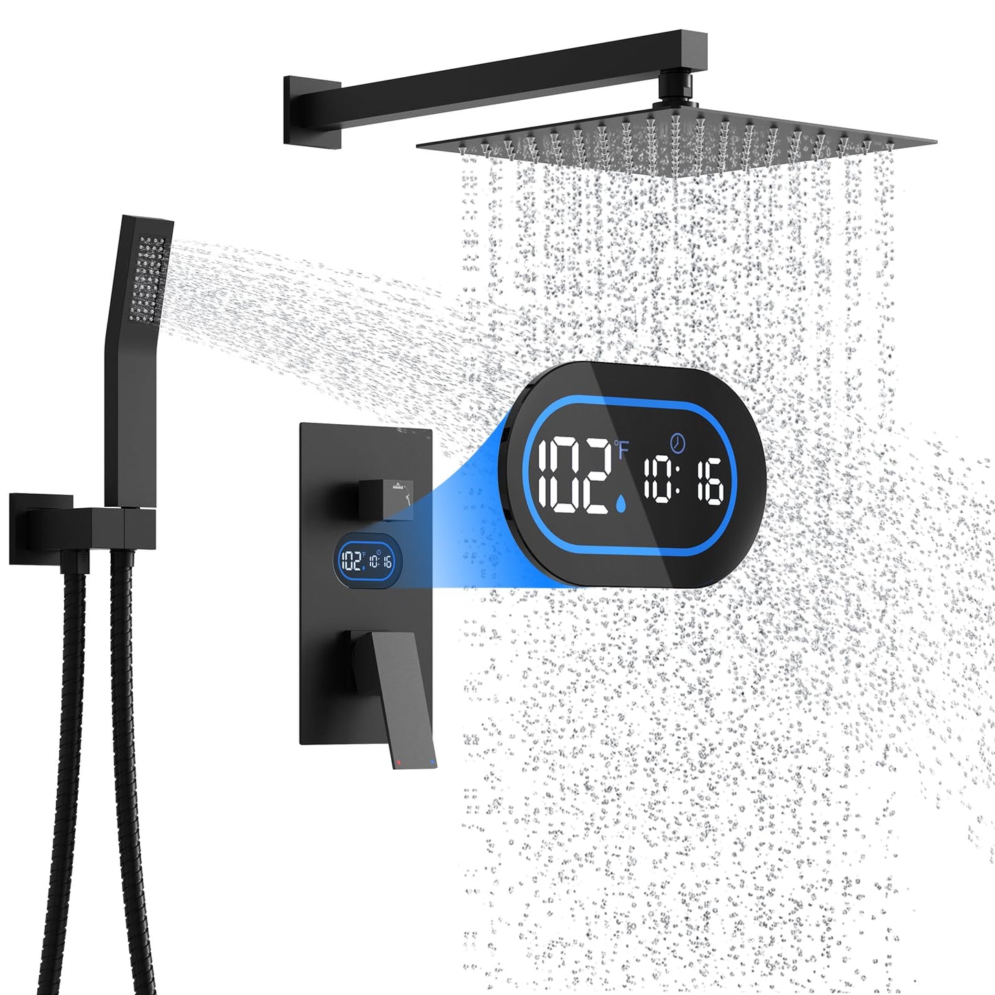 Matte Black 12" Shower System