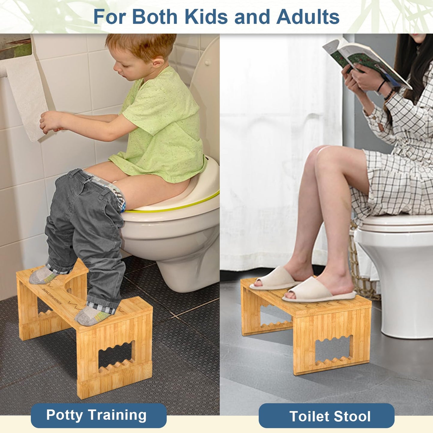 Adjustable Bamboo Toilet Stool – 7"/9"