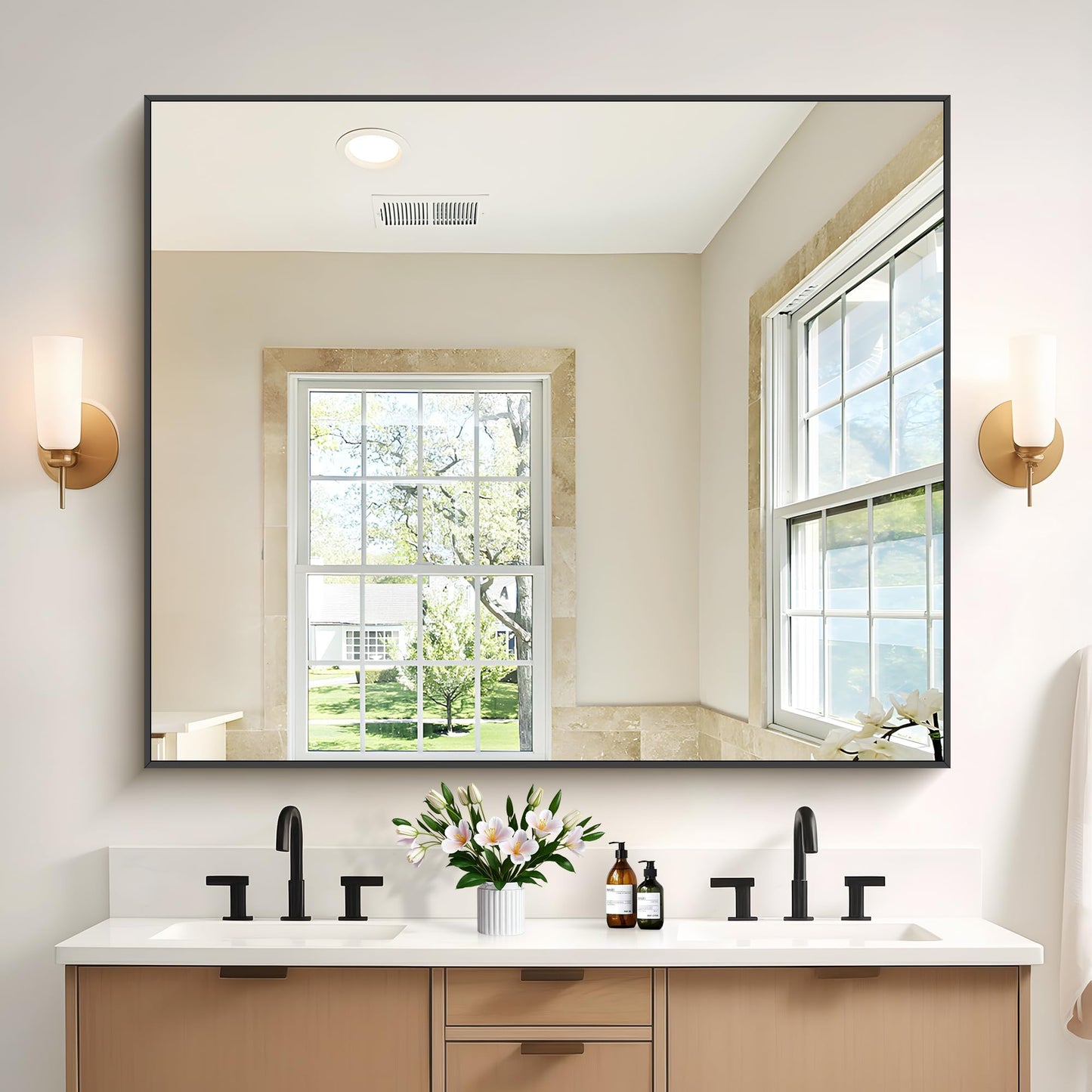 40x48 Black Bathroom Mirror