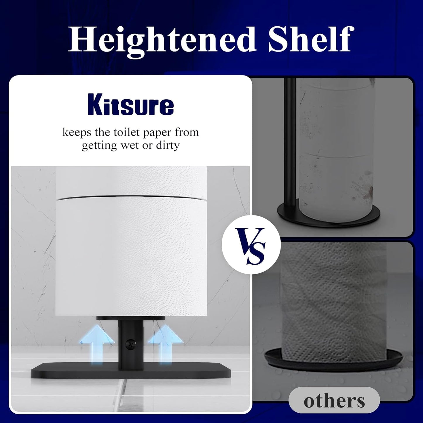 Kitsure Free-Standing Toilet Paper Holder, Black