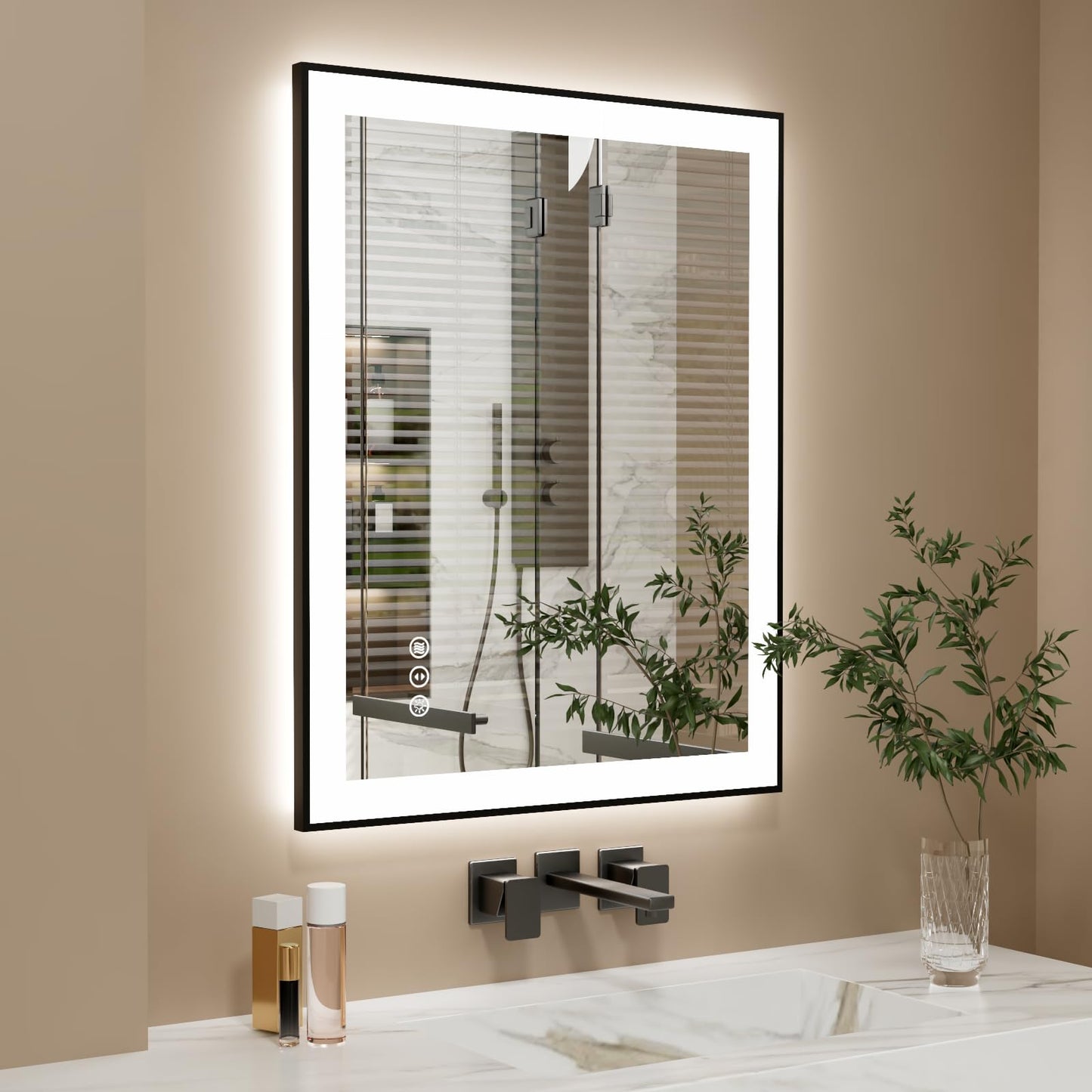 72x32 Gold LED Bathroom Mirror
