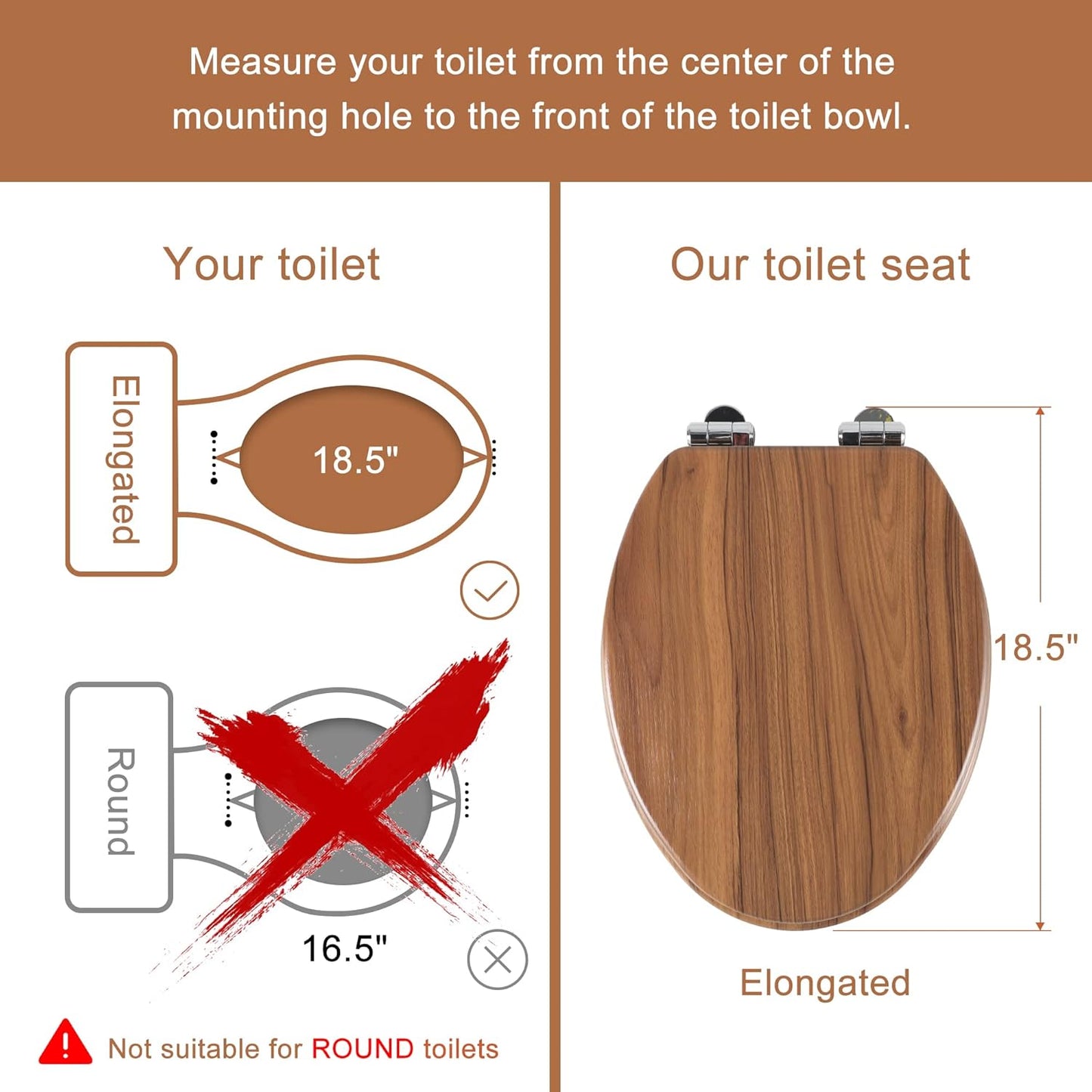 Angol Shiold Elongated Wood Toilet Seat