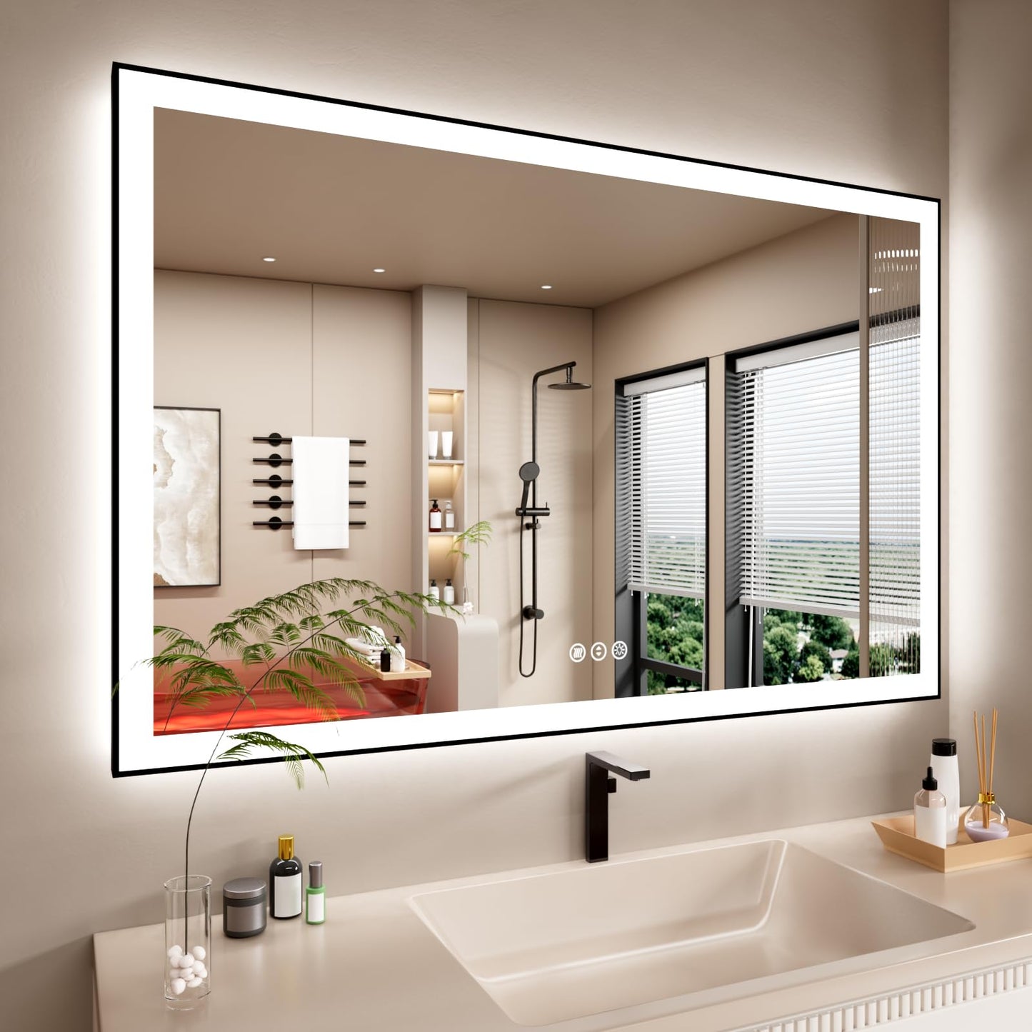 72x32 Gold LED Bathroom Mirror