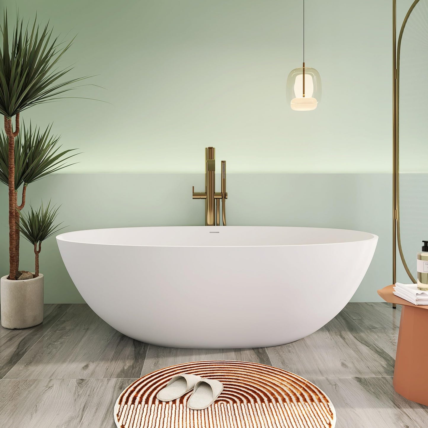 65" Solid Surface Tub - Cream