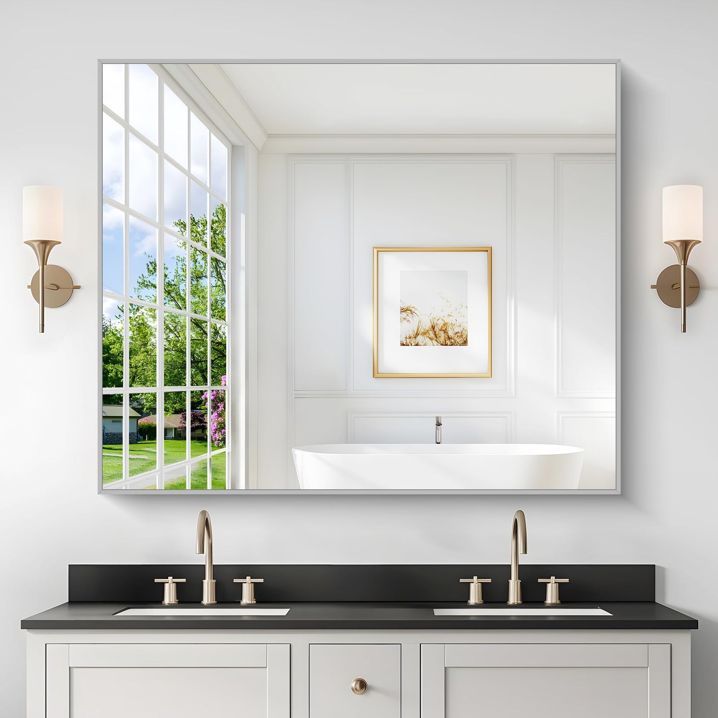 40x48 Black Bathroom Mirror