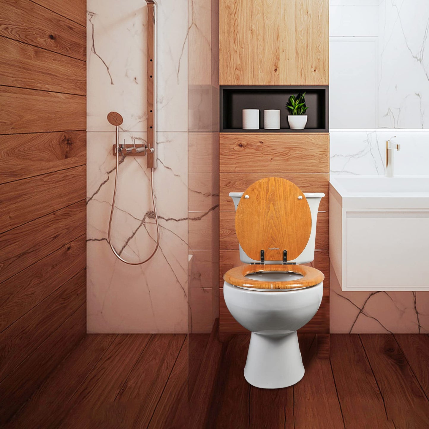 Angel Shield Wood Toilet Seat
